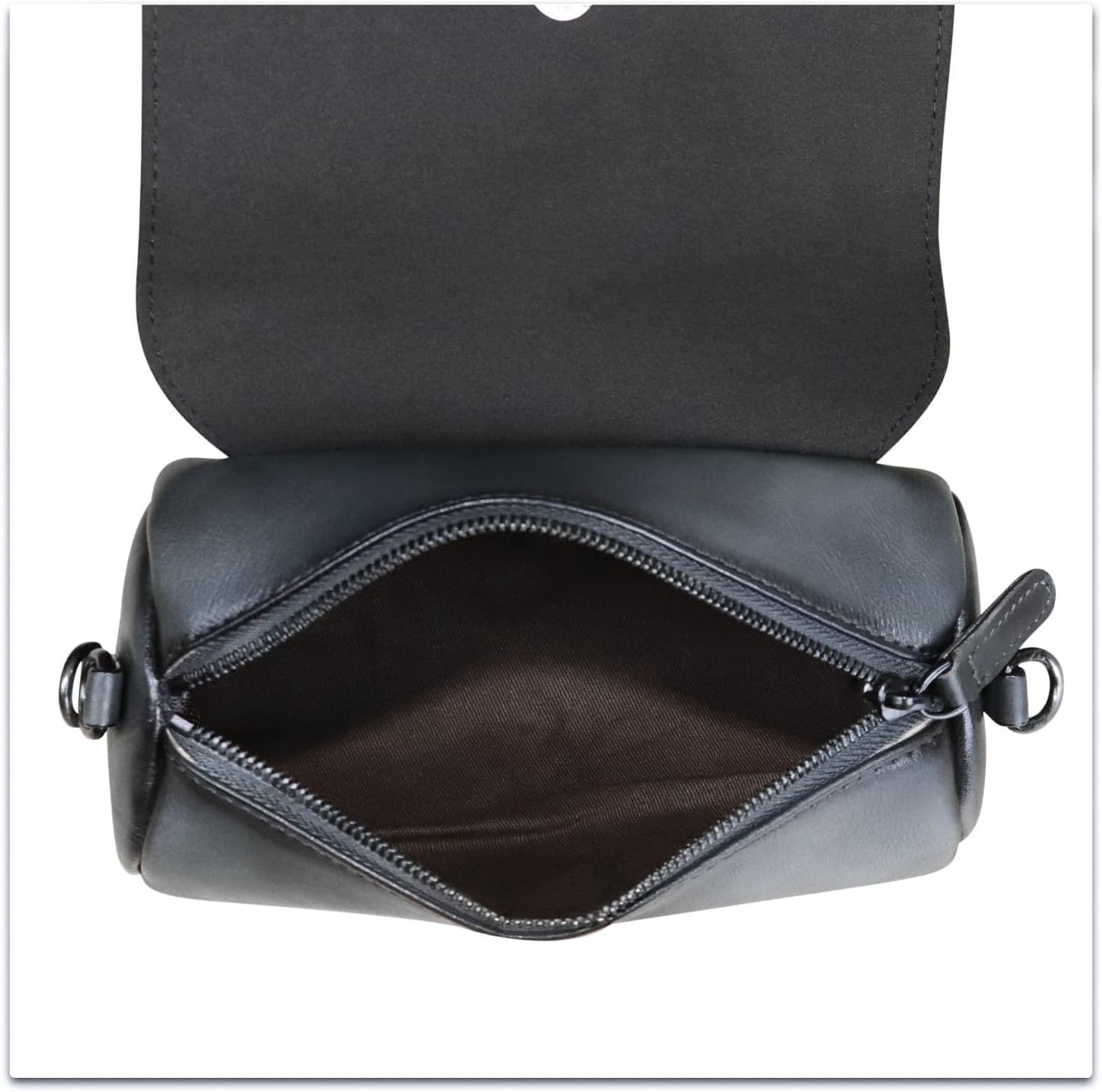 Women's Vintage Genuine Leather Barrel Shoulder Bag Black Women's Vintage Genuine Leather Barrel Shoulder Bag Black