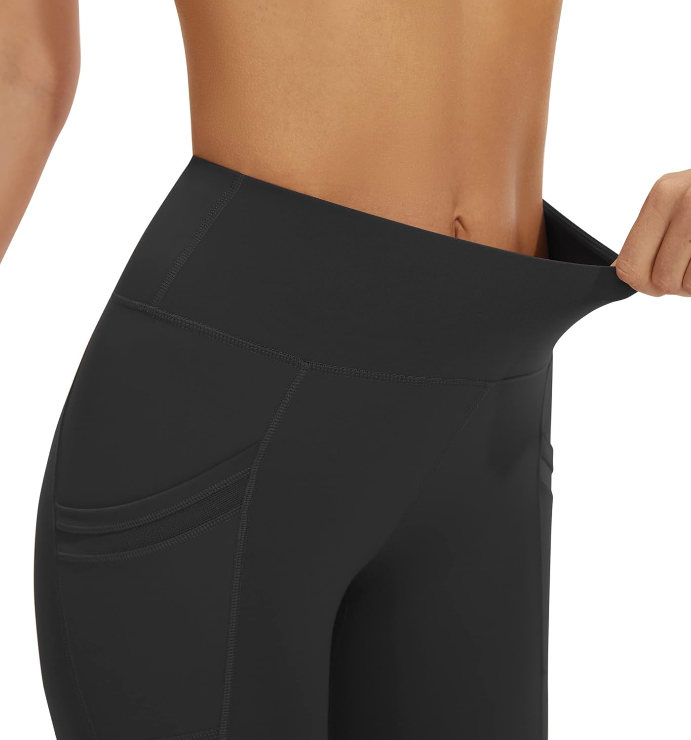 Women's Mesh Panel Yoga Leggings with Pockets (Black) Women's Mesh Panel Yoga Leggings with Pockets (Black)