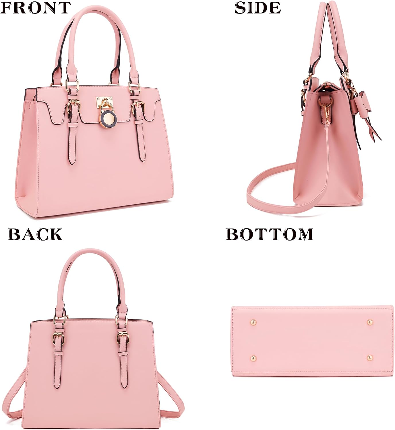Women's Top-Handle Satchel Handbag with Wallet, Pink