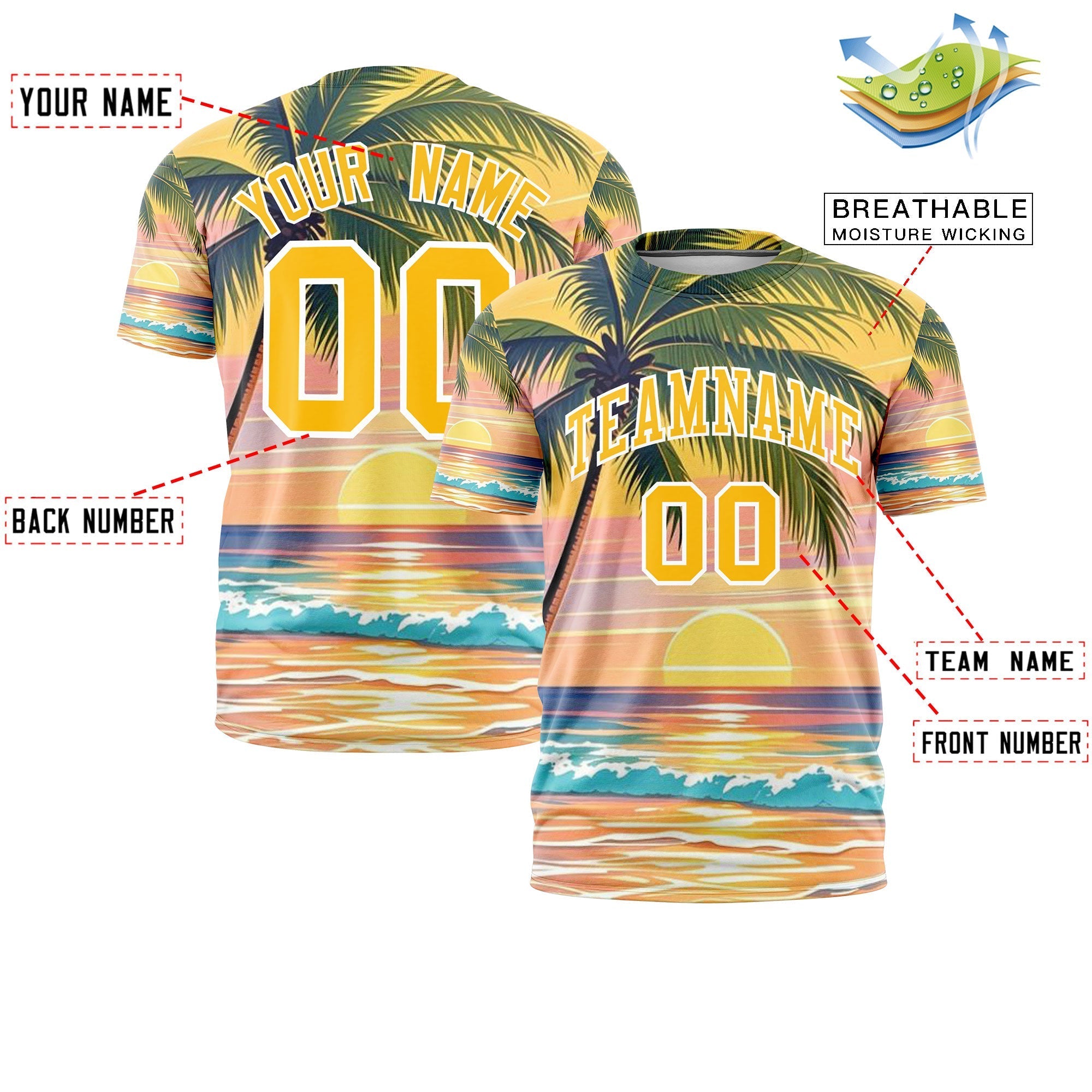Benutzerdefiniertes T-Shirt im hawaiianischen Stil mit Graffiti-Muster