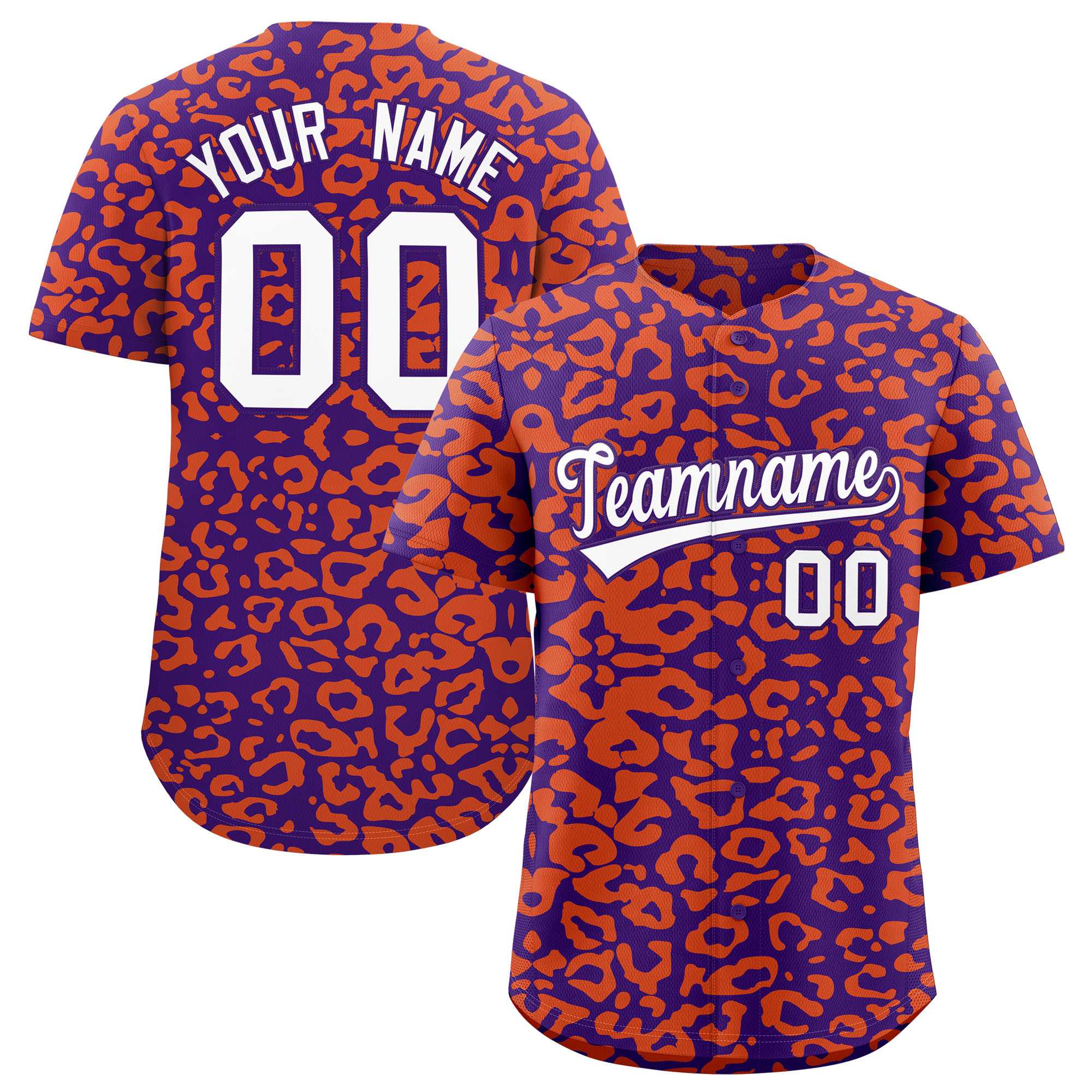 Authentisches Baseball-Trikot mit individuell gestaltetem Leopardenmuster