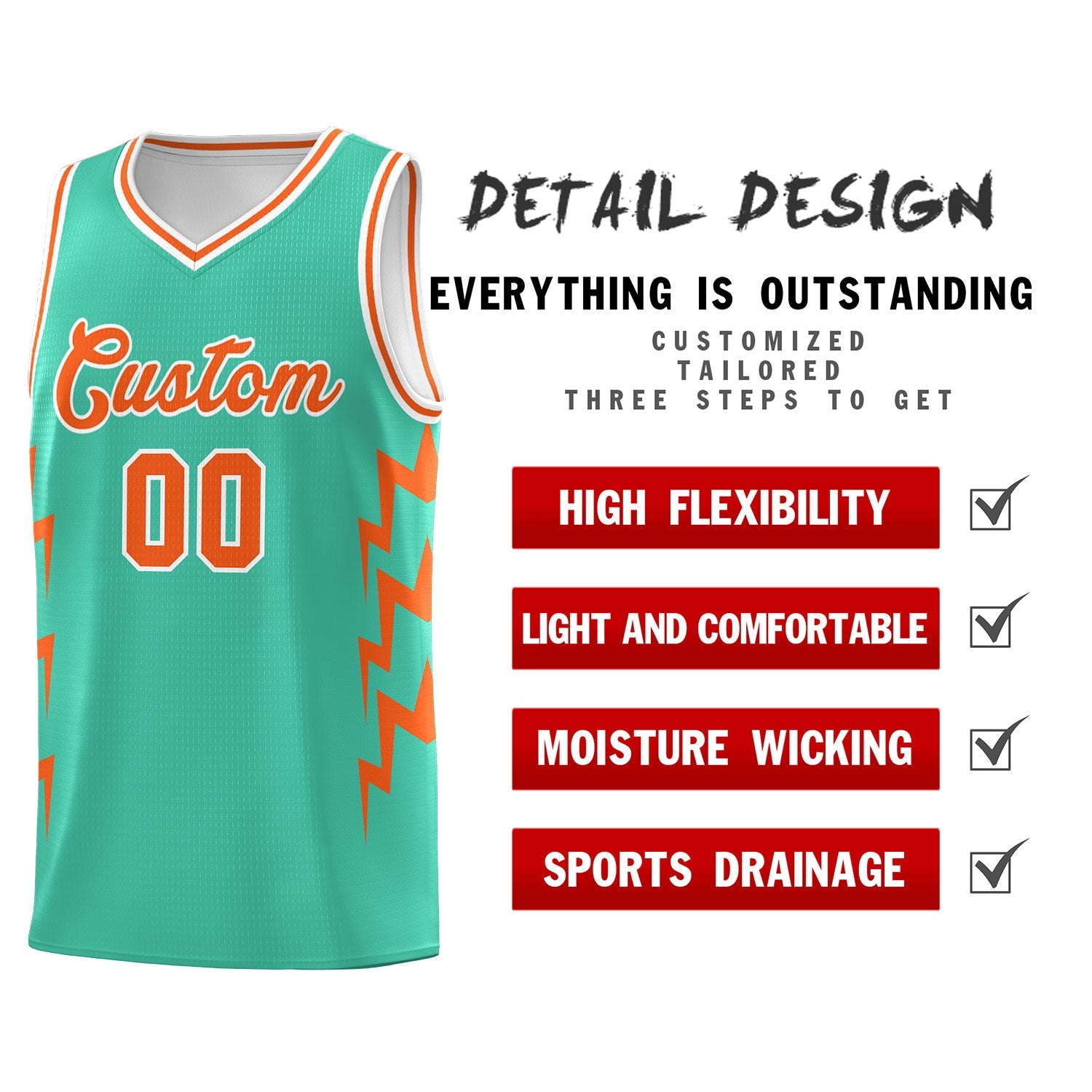 Maßgeschneidertes leuchtend grünes seitliches Blitzmuster-Sportuniform-Basketballtrikot
