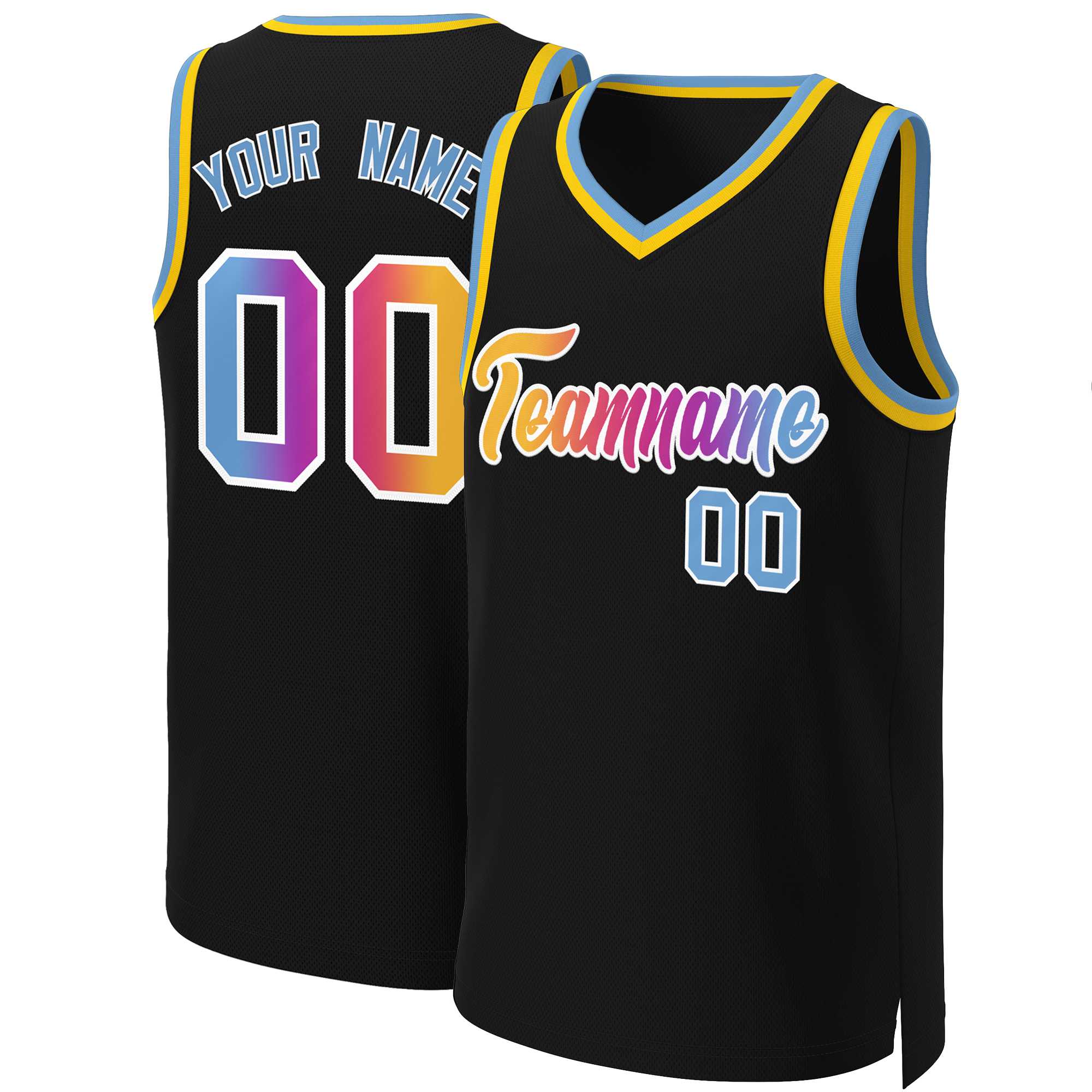 Benutzerdefiniertes Basketballtrikot mit klassischem Farbverlauf und modischen Oberteilen