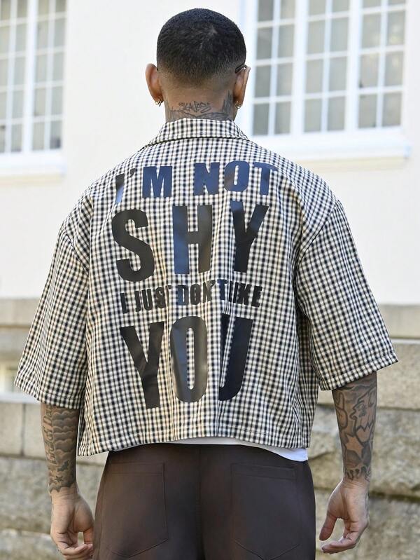 Kurzes Button-Down-Hemd mit Karoprint für Herren