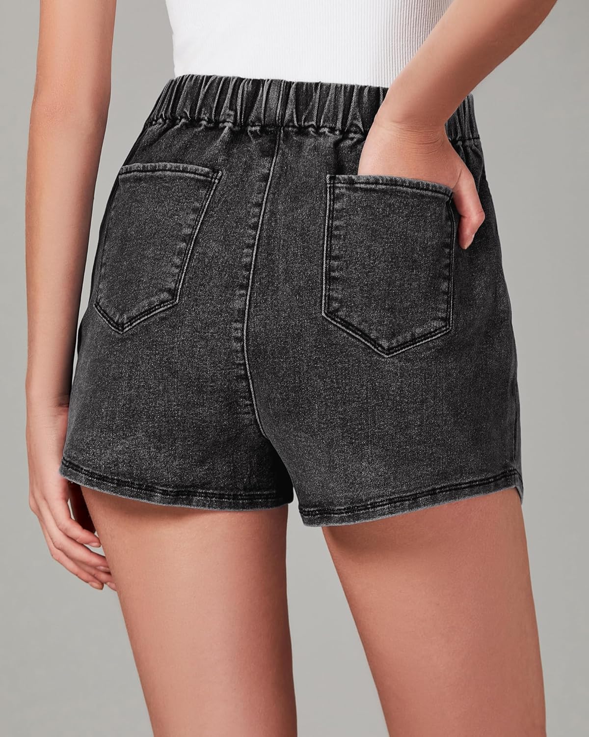 Jean Skorts for Woman High Waisted Pull On Stretchy Denim Wrap Skirt with Shorts Asymmetrical Skort