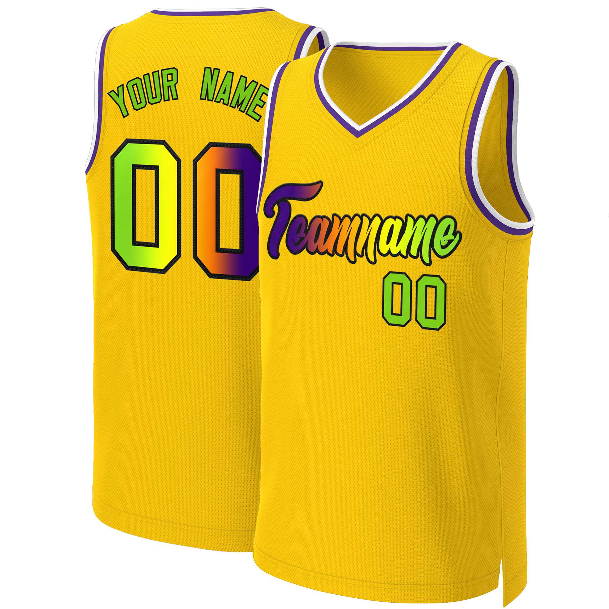 Benutzerdefiniertes Basketballtrikot mit klassischem Farbverlauf und modischen Oberteilen