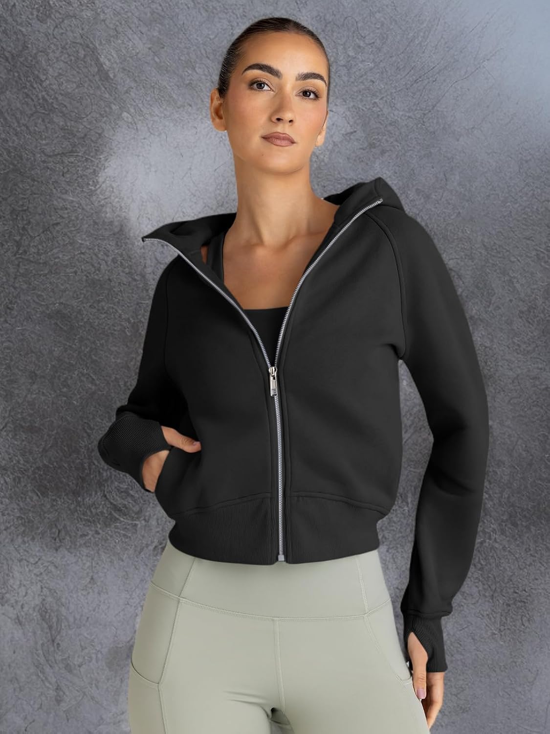 Womens Zip Up Hoodies Jackets Cropped Sweatshirts Fleece Fall Outfits Casual Y2k Tops Winter Clothes