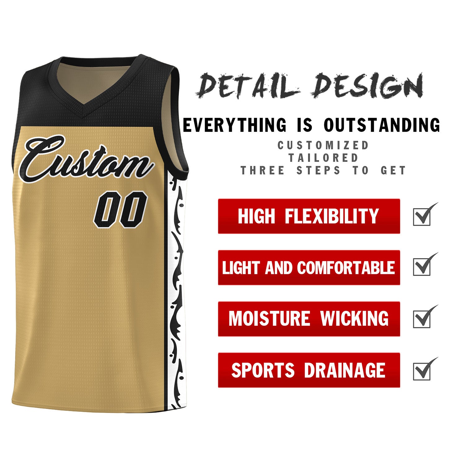 Benutzerdefiniertes Sportuniform-Basketballtrikot mit Seitenmuster