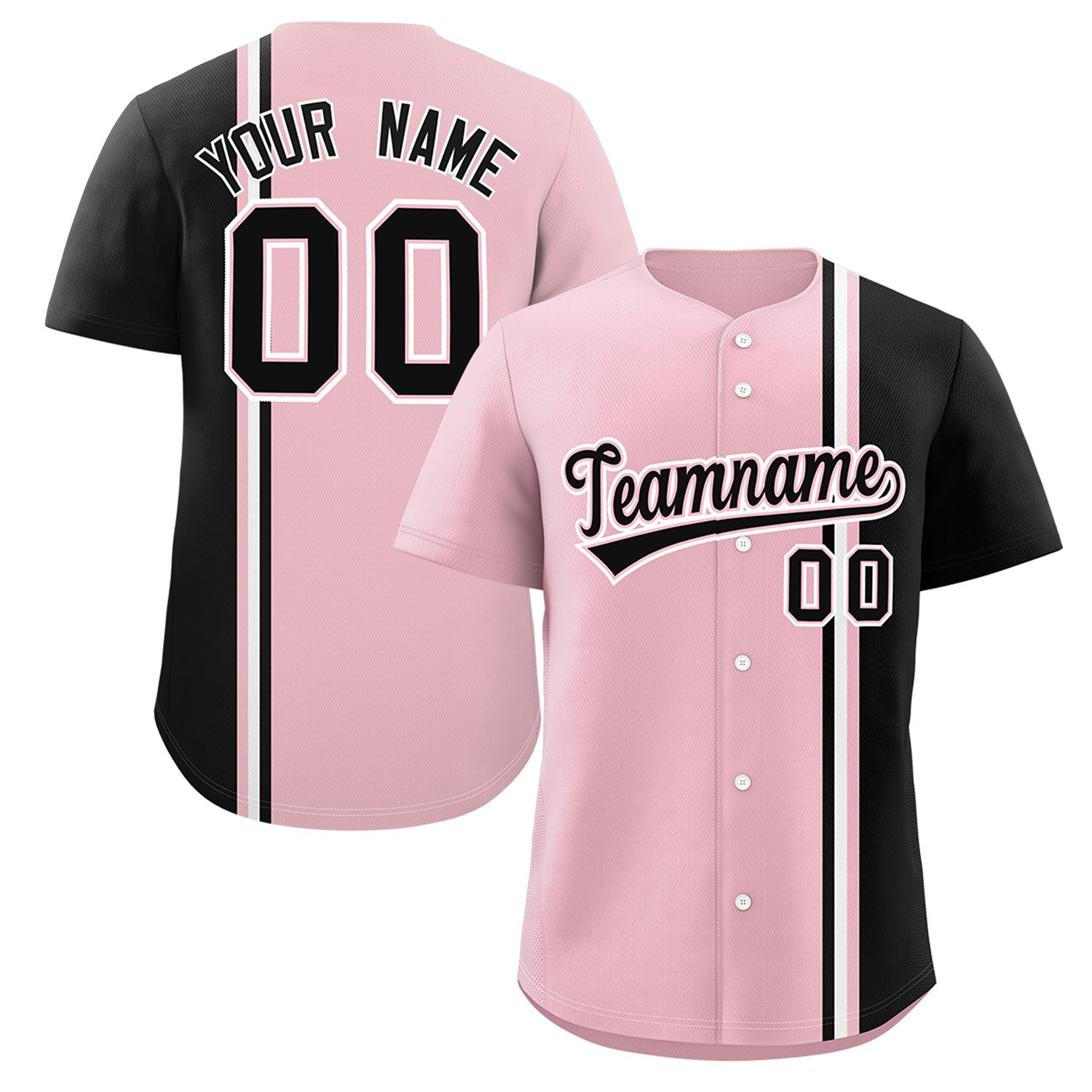 Benutzerdefiniertes authentisches Baseball-Trikot in Puderblau-Weiß mit personalisiertem Farbblock