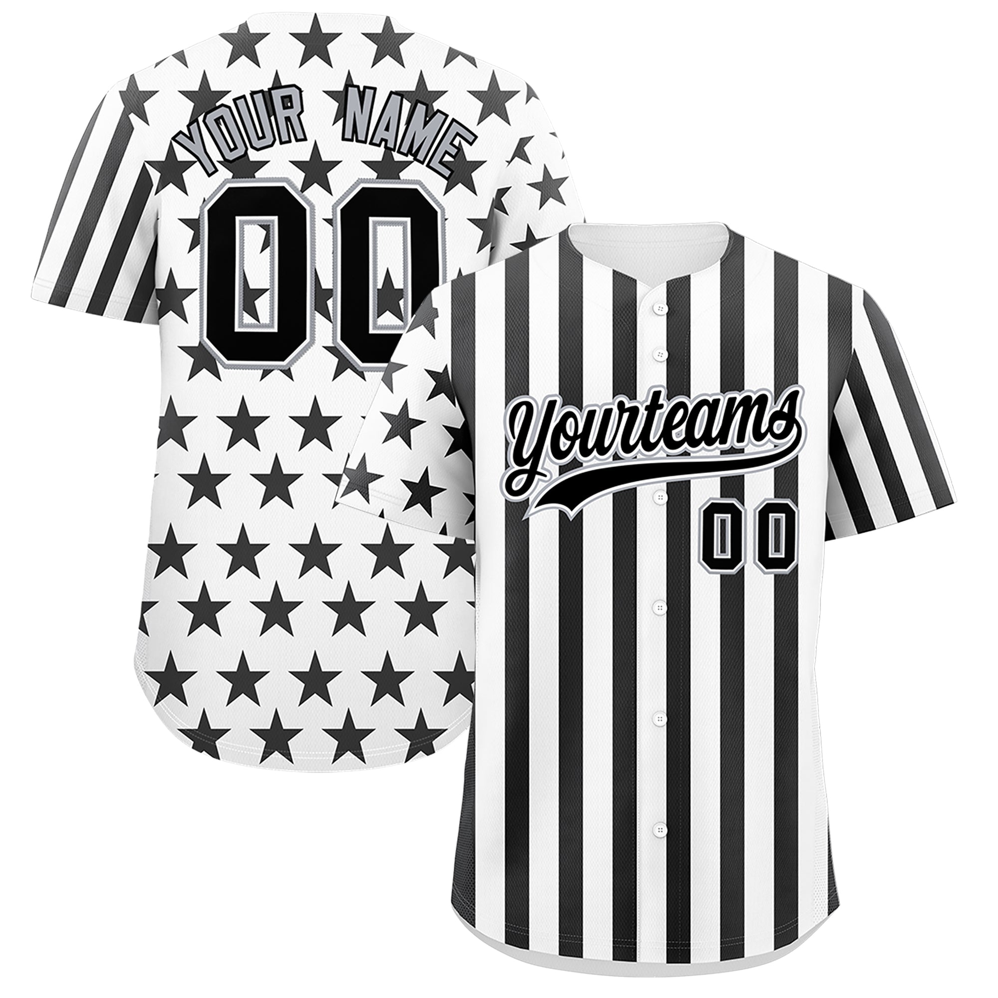 Benutzerdefiniertes Graffiti-Muster-Baseball-Trikot mit amerikanischer Flagge