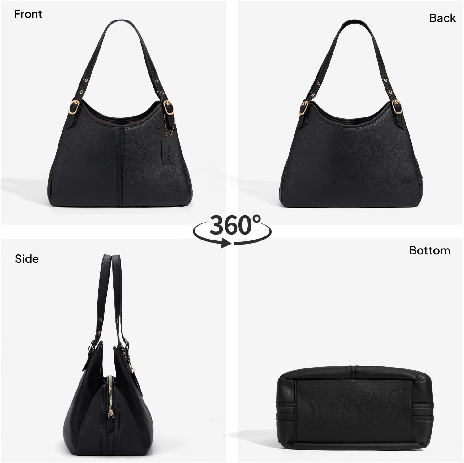 Women's Soft Leather Hobo Tote Bag Black Women's Soft Leather Hobo Tote Bag Black