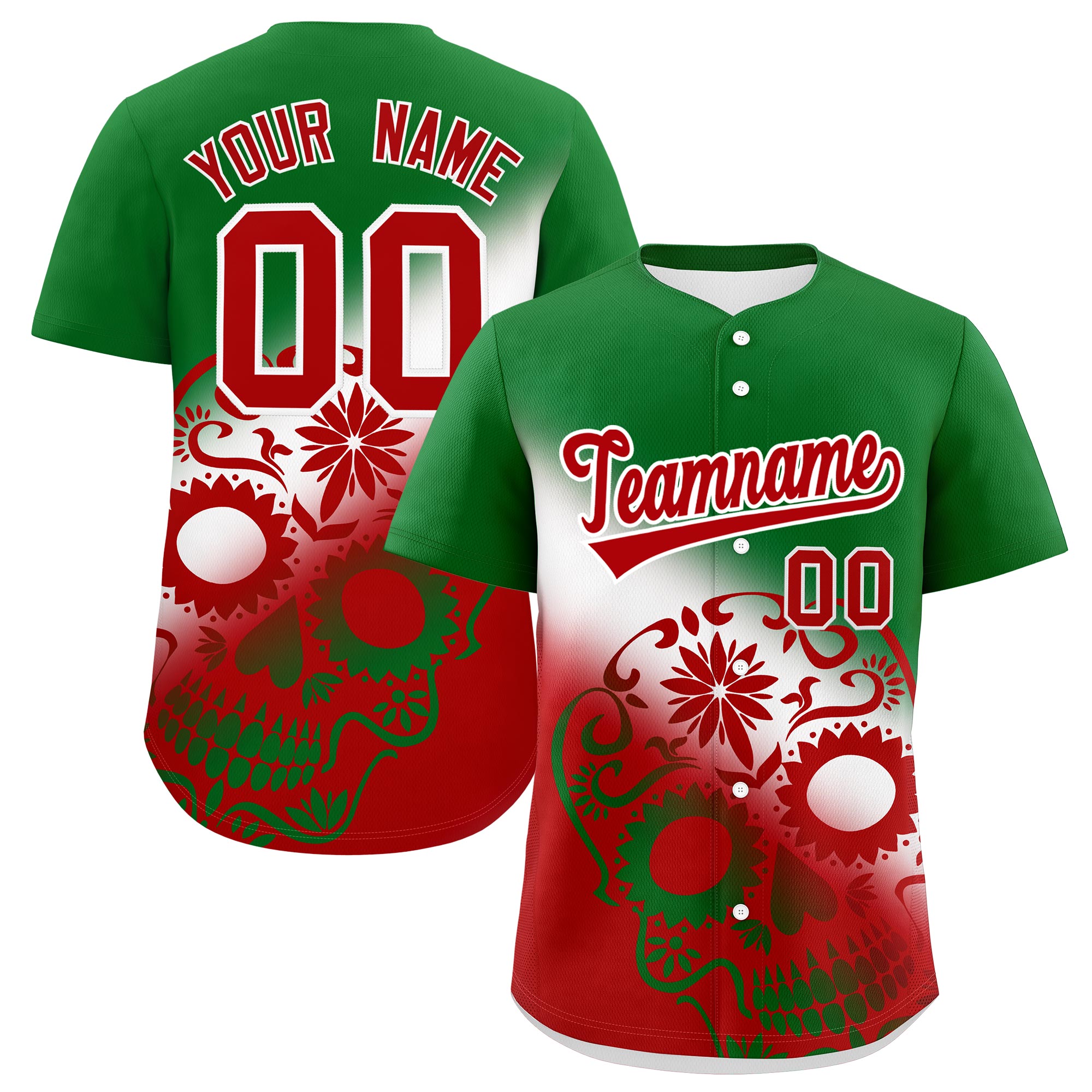 Benutzerdefiniertes Baseball-Trikot aus Stretchstoff mit Graffiti-Muster im mexikanischen Stil Benutzerdefiniertes Baseball-Trikot aus Stretchstoff mit Graffiti-Muster im mexikanischen Stil