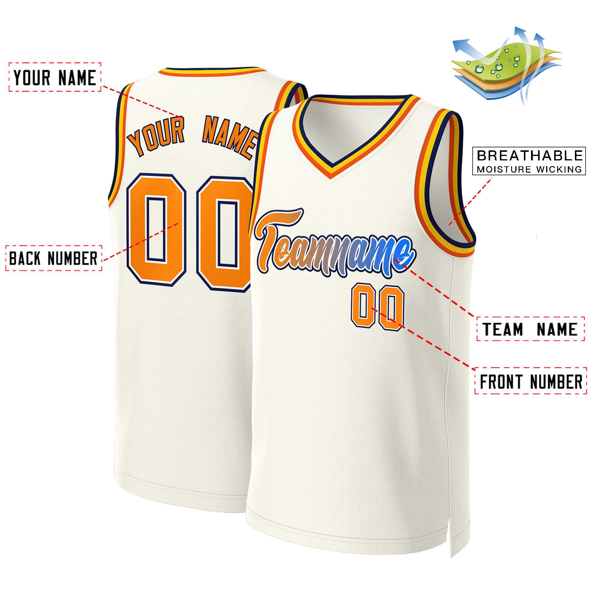Benutzerdefiniertes Basketballtrikot mit klassischem Farbverlauf und modischen Oberteilen