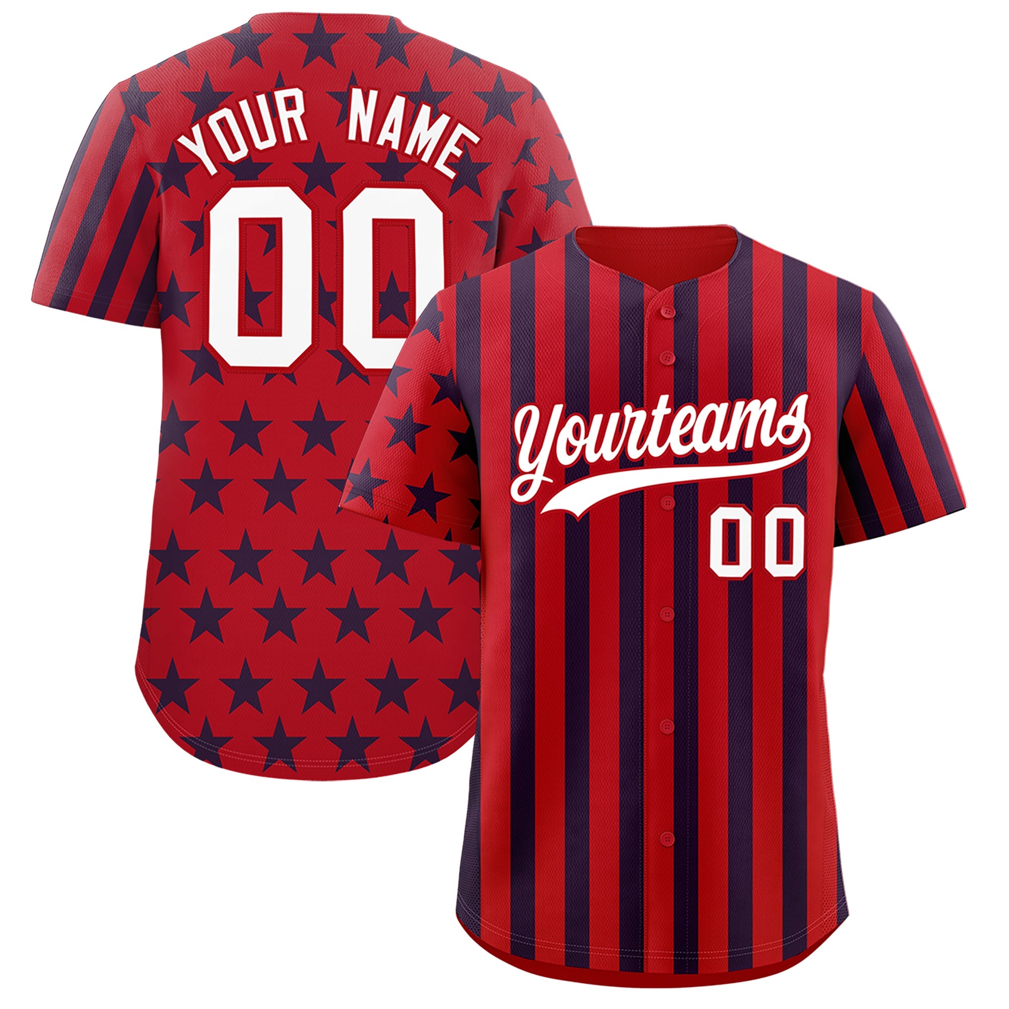 Benutzerdefiniertes Graffiti-Muster-Baseball-Trikot mit amerikanischer Flagge