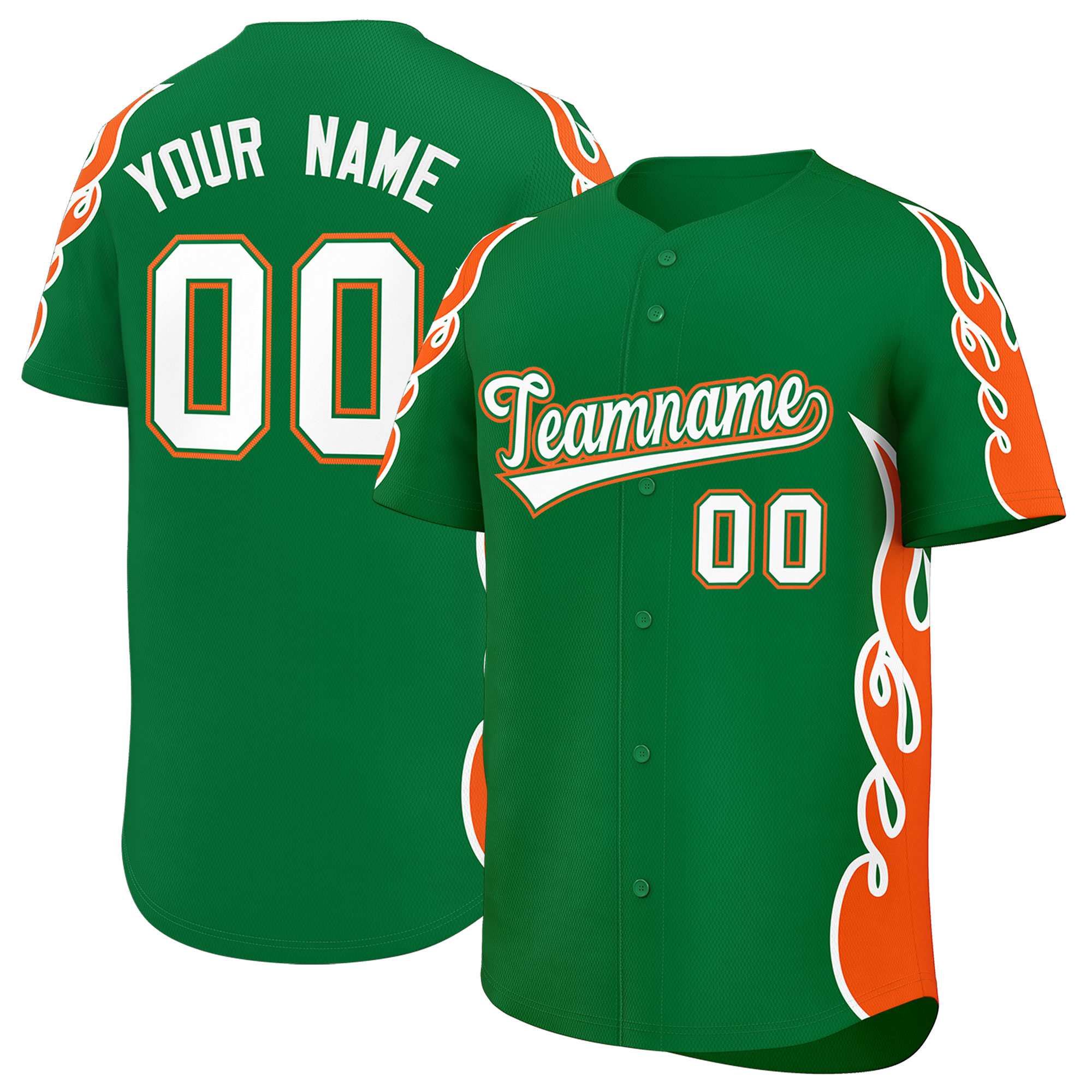Benutzerdefiniertes Baseball-Trikot mit Seitenflammen-Umrissmuster für Sportuniformen