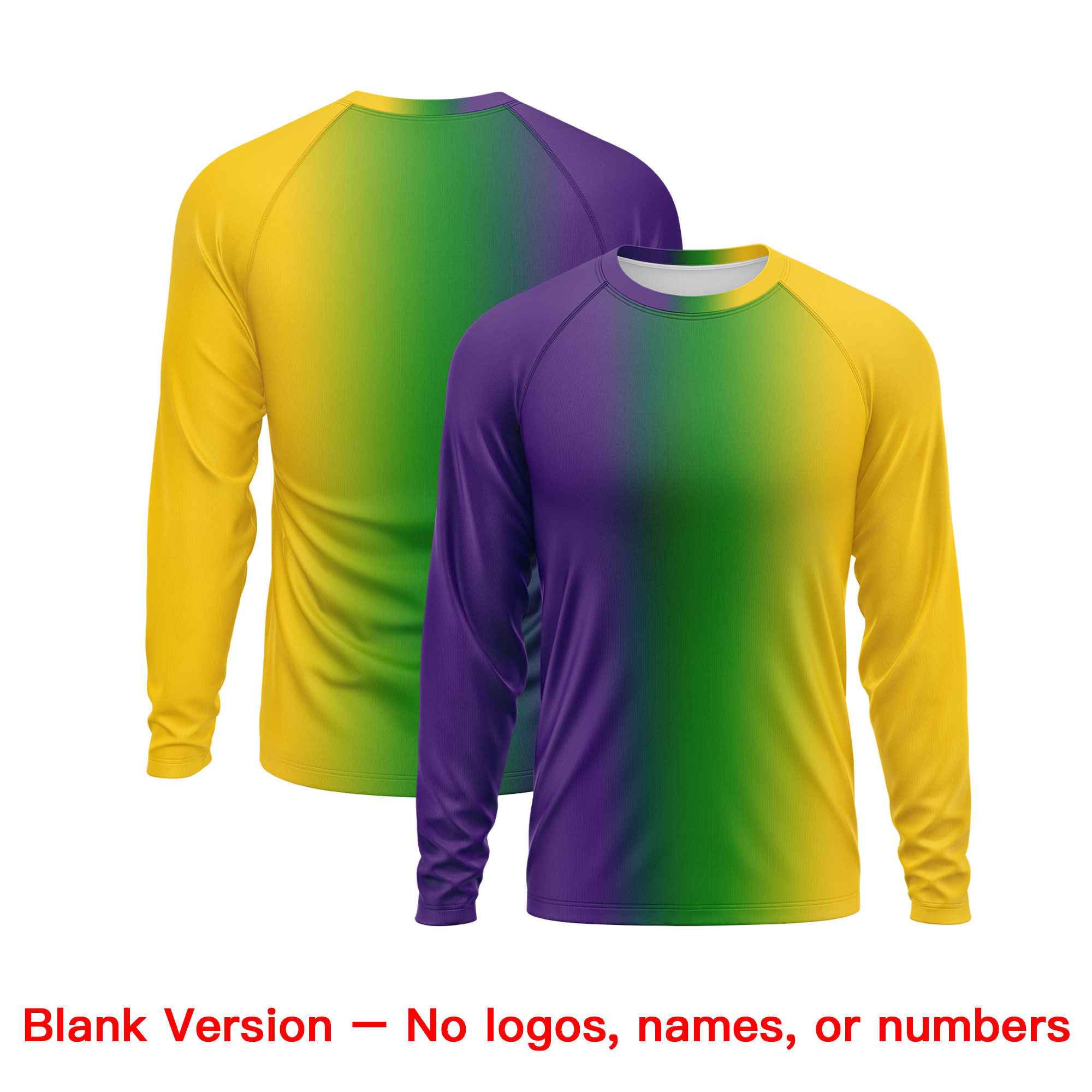 Benutzerdefiniertes, personalisiertes Mardi Gras Langarm-Performance-T-Shirt mit Rundhalsausschnitt