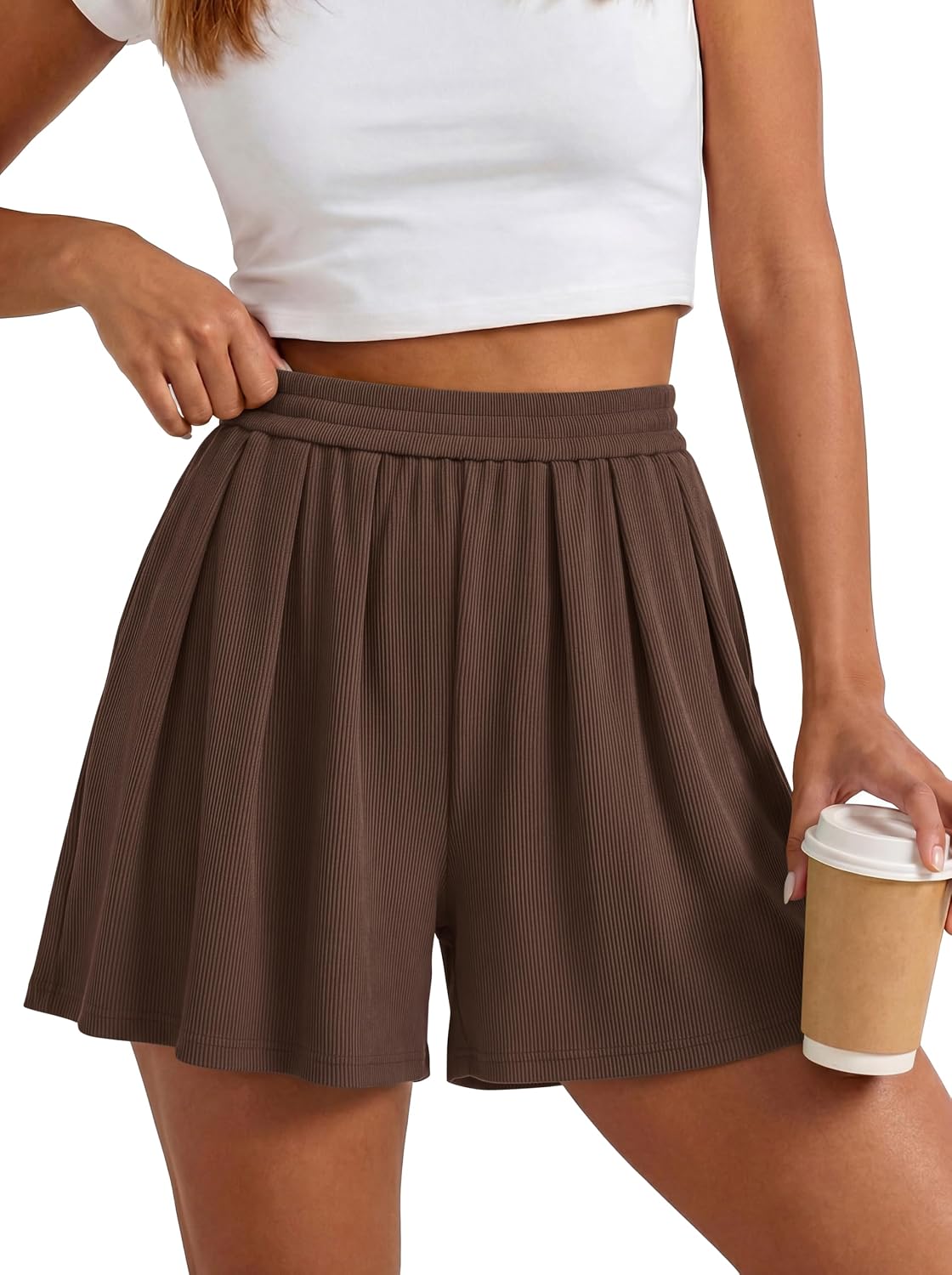 Flowy Summer Shorts for Women High Waisted Wide Leg Knitted Soft Pajama Vacation Outfits
