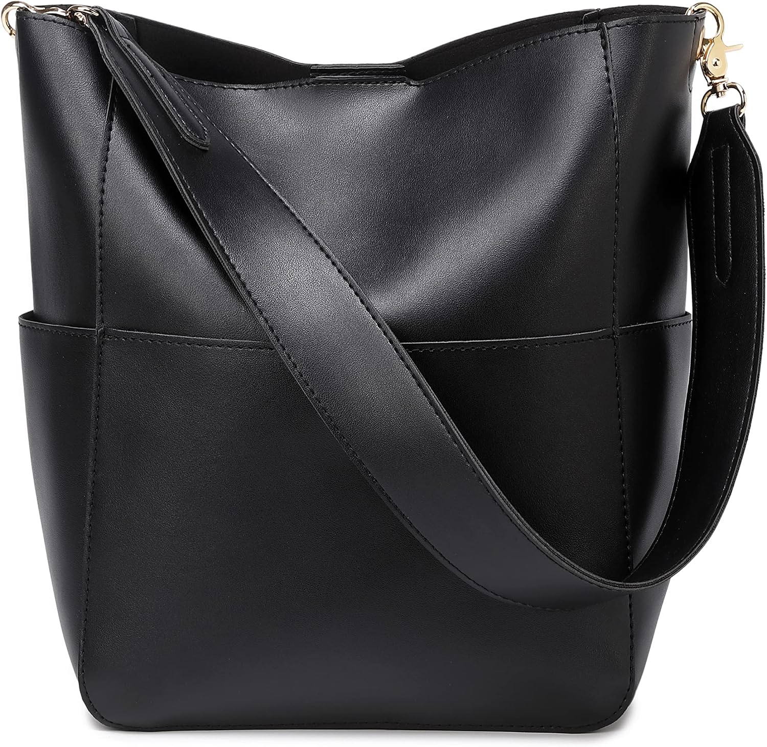 Women's Soft Vegan Leather Hobo Tote Bag Black
