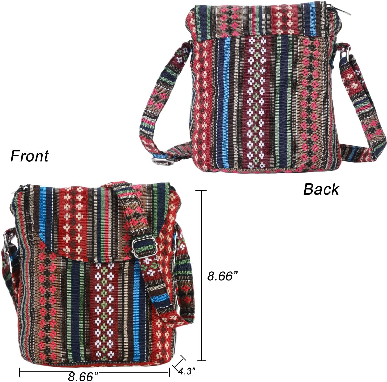 Women's Ethnic Stripe Woven Saddle Crossbody Bag Women's Ethnic Stripe Woven Saddle Crossbody Bag