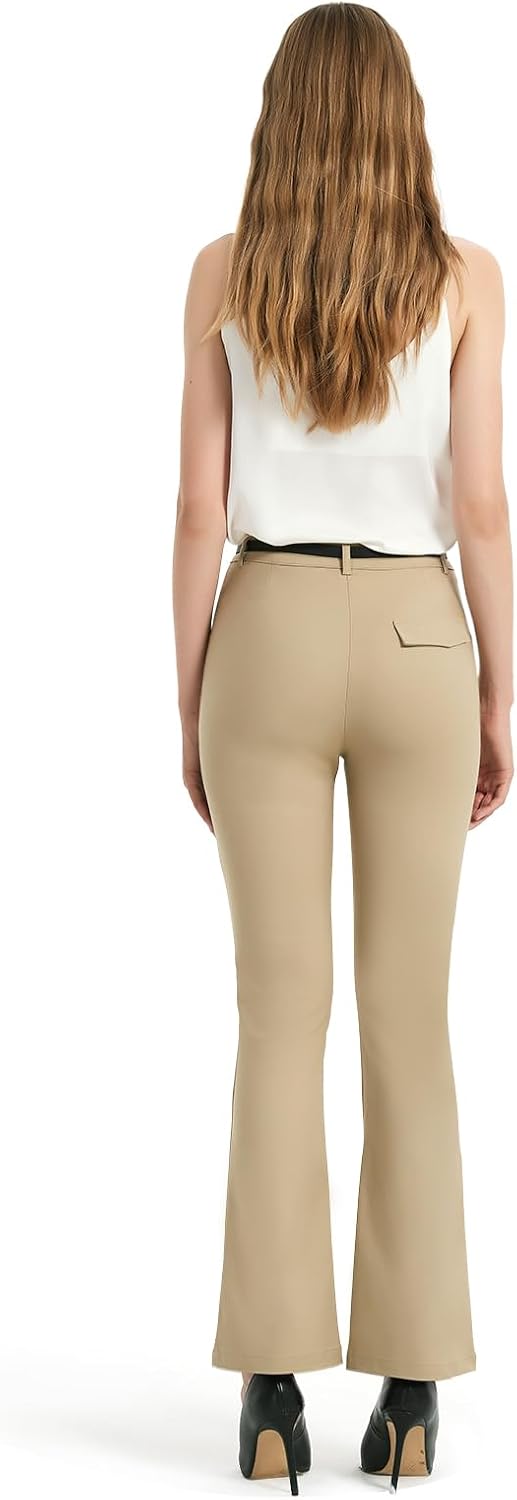 Womens Flare Dress Pants High Waisted Straight Leg Petite Work Office Slacks Professional for Women