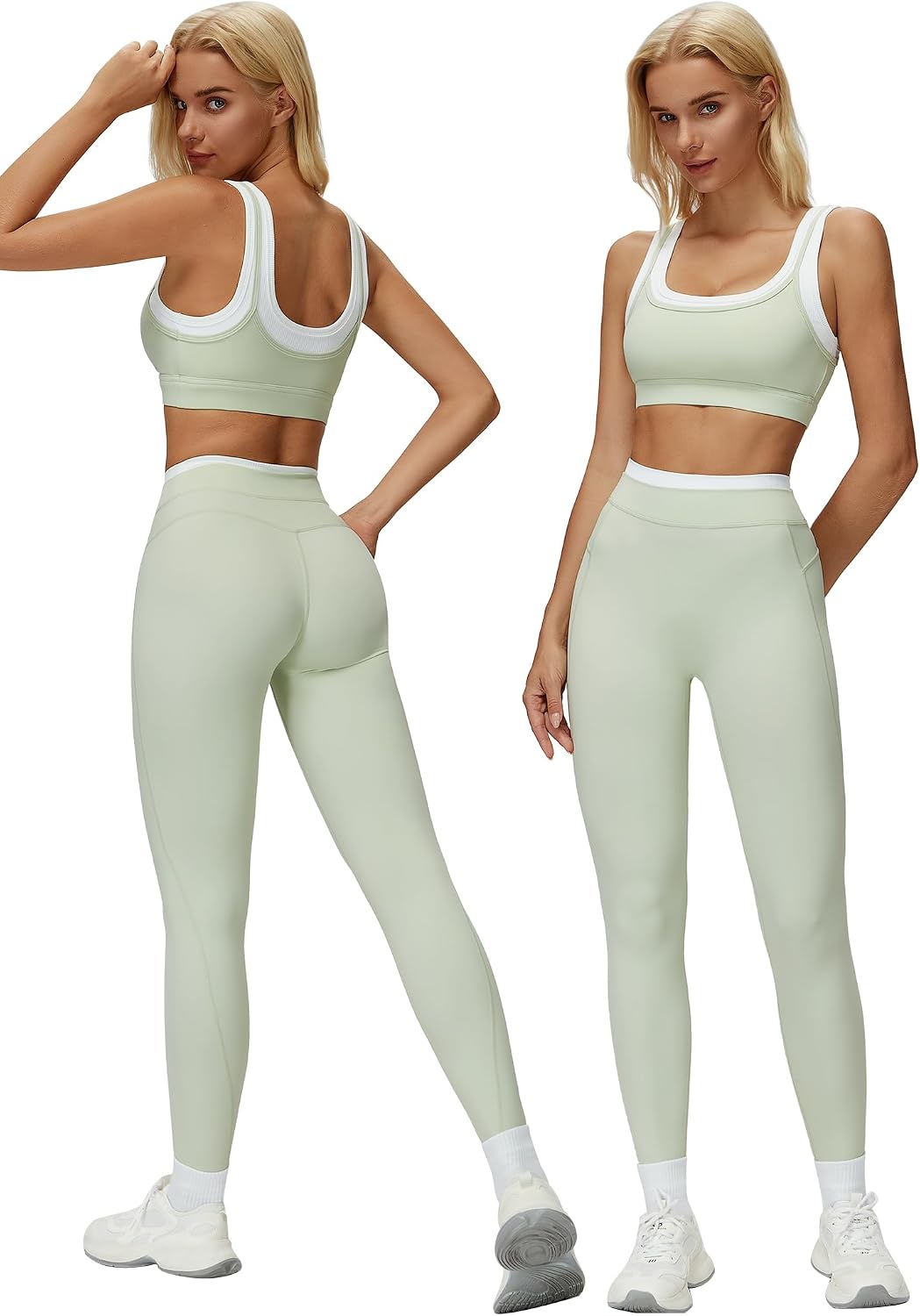 Women's One Shoulder Bra Leggings Workout Set Mocha
