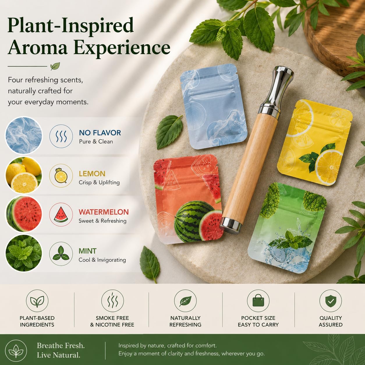 Natural Wood Aroma Stick 4 Flavors Refillable