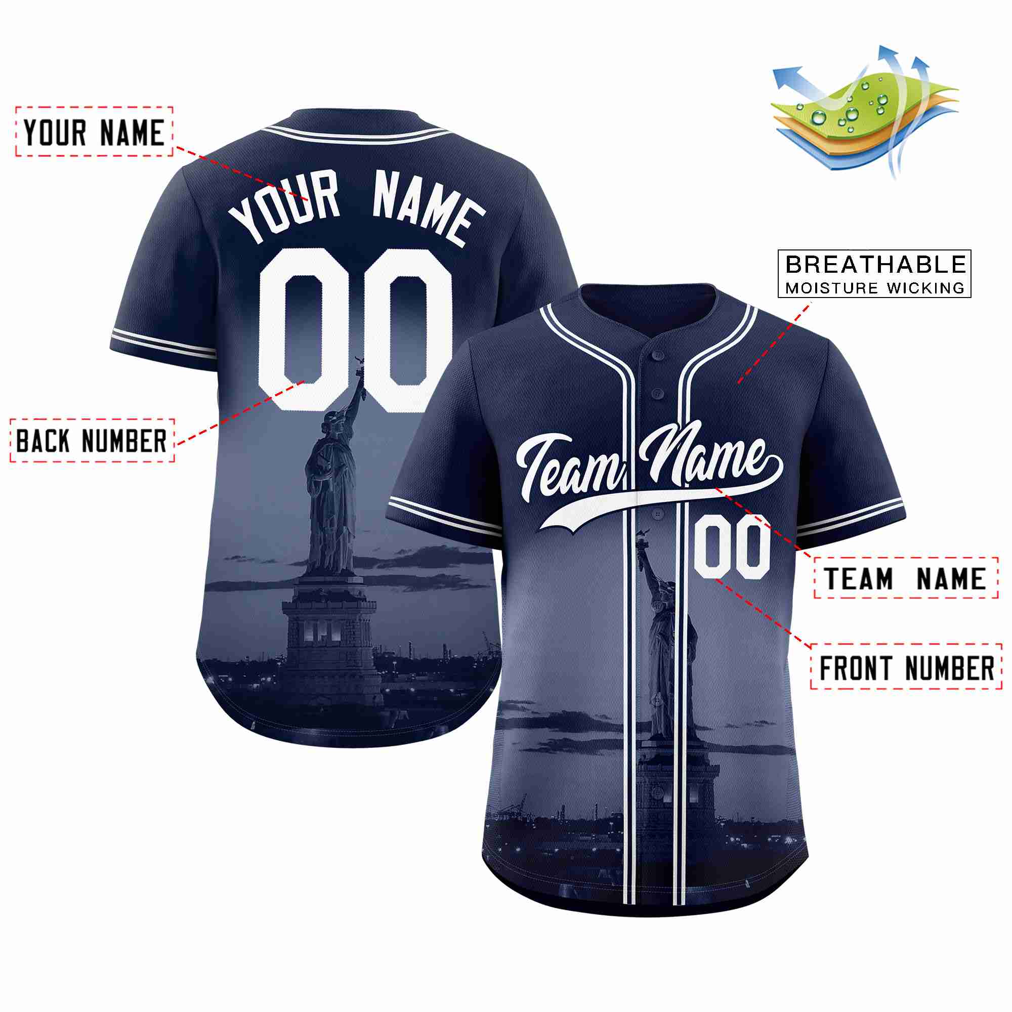 Benutzerdefiniertes New York City Skyline Baseball-Trikot