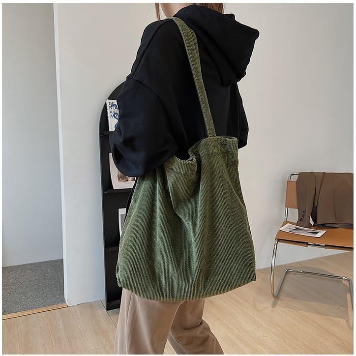 Women's Corduroy Tote Bag Olive Green