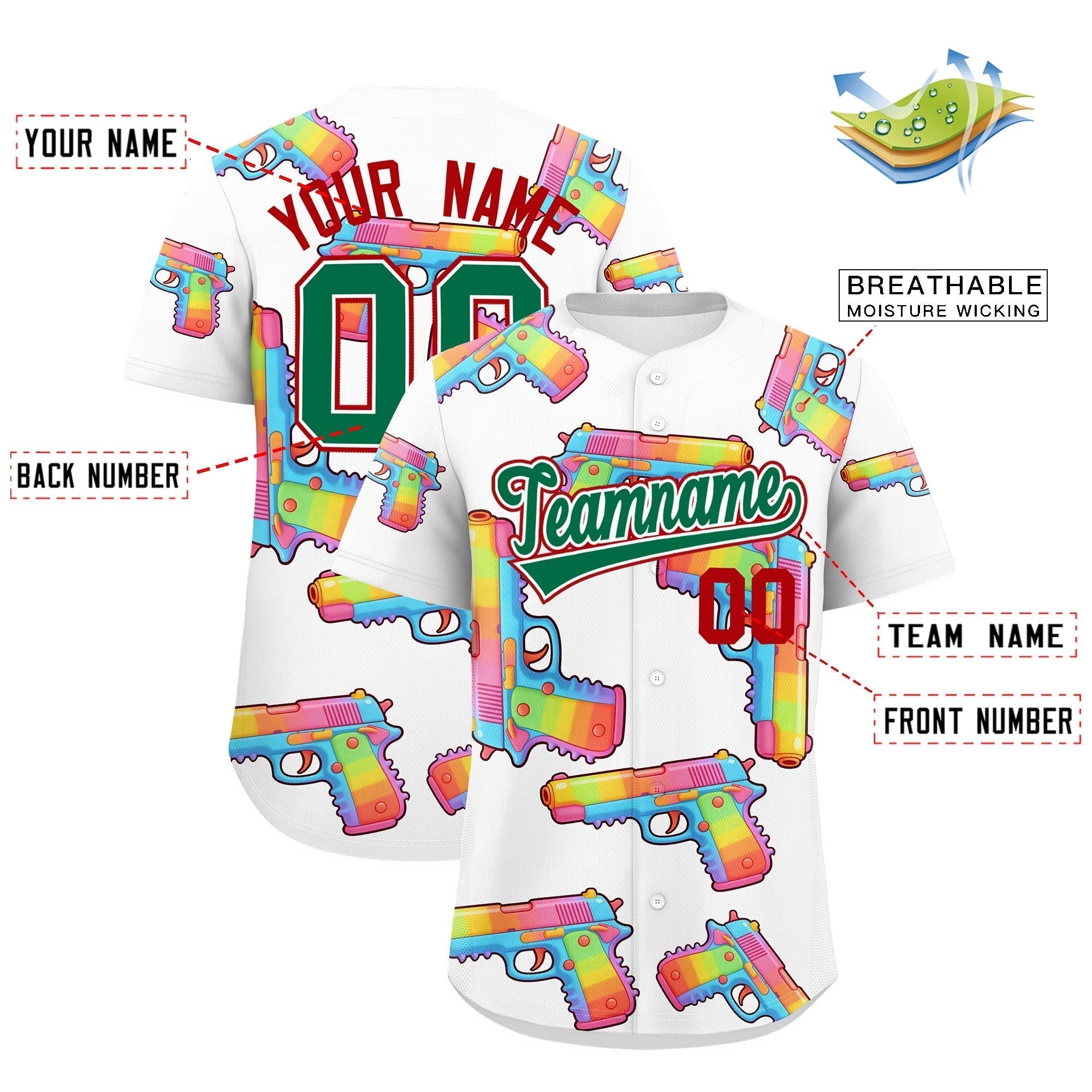 Individuelles, mit Zucker überzogenes, leichtes Baseball-Trikot mit Feuerkraft-Graffiti-Muster
