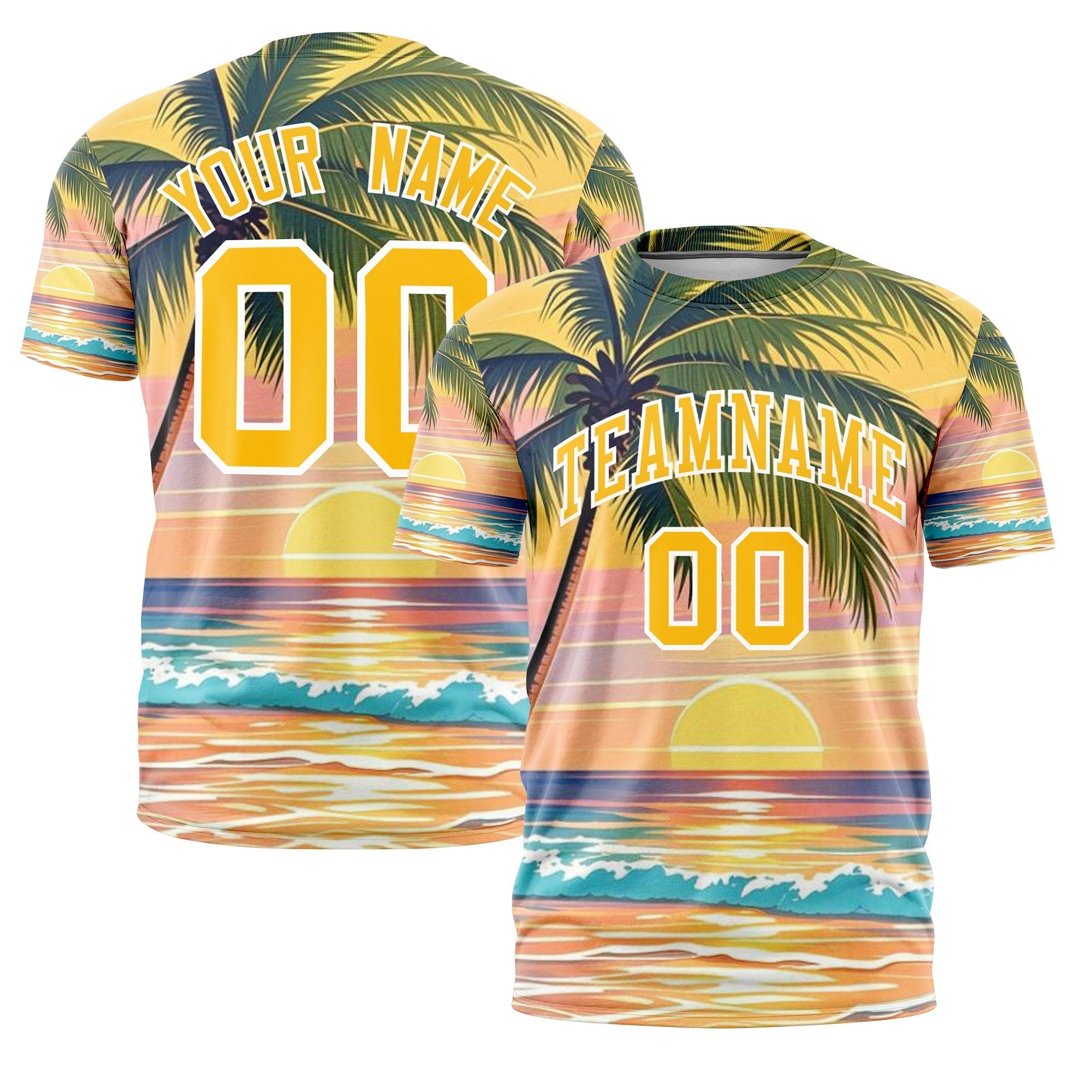 Benutzerdefiniertes T-Shirt im hawaiianischen Stil mit Graffiti-Muster