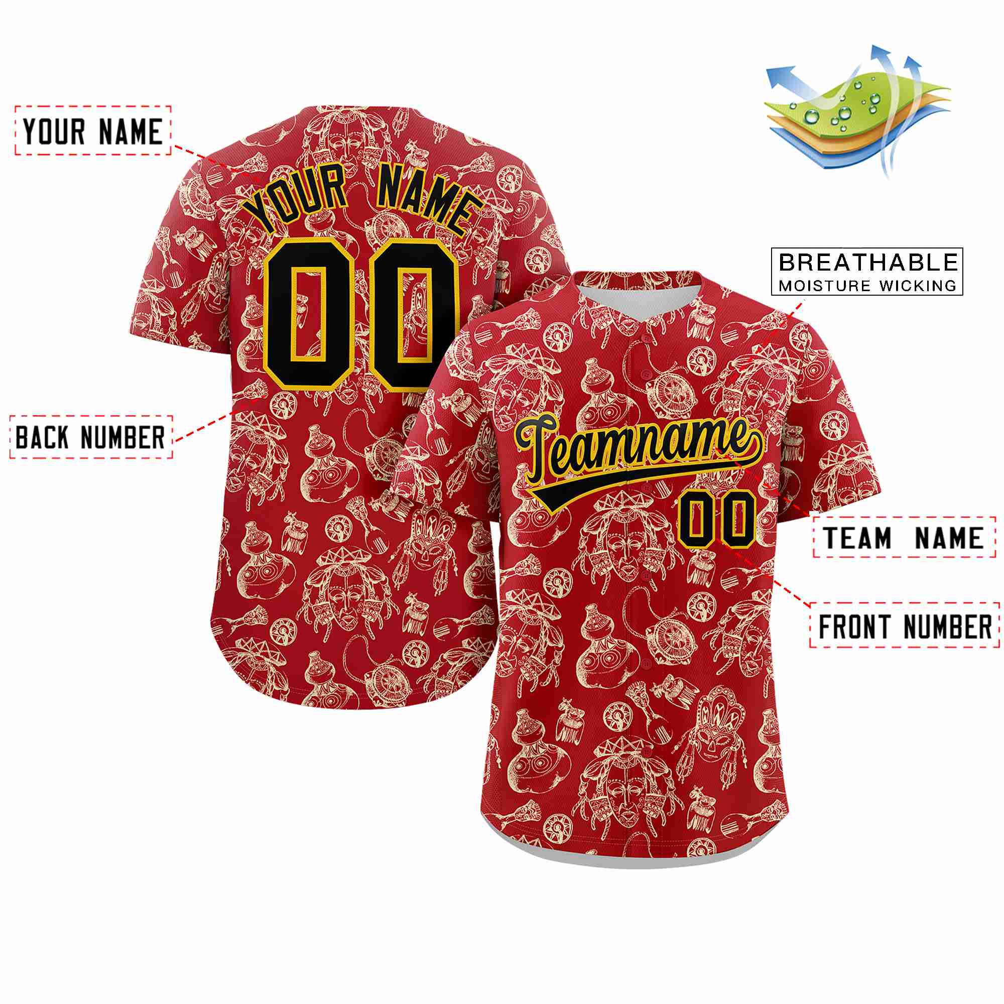Benutzerdefiniertes 3D-Graffiti-Muster, personalisiertes Design, authentisches Baseball-Trikot