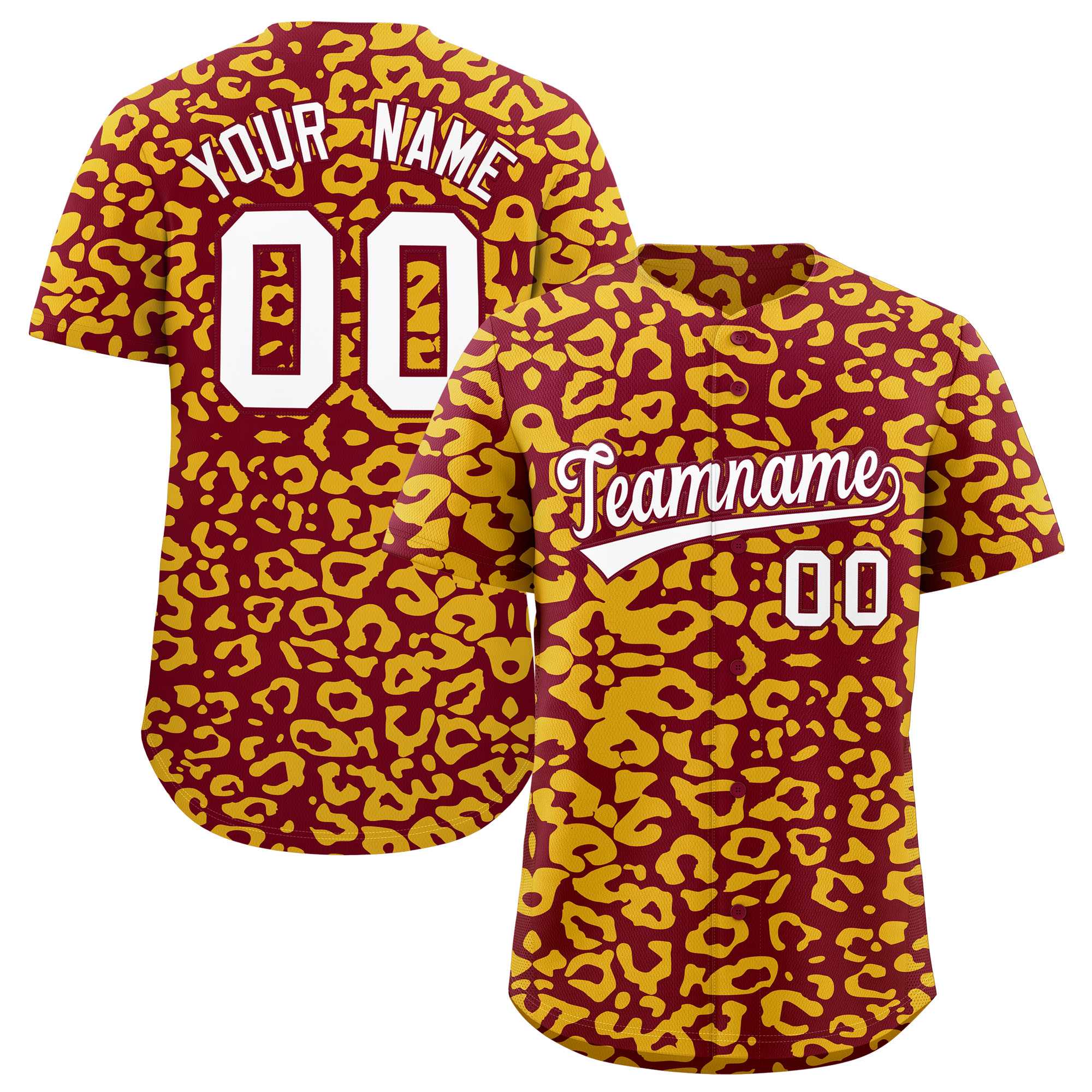 Authentisches Baseball-Trikot mit individuell gestaltetem Leopardenmuster