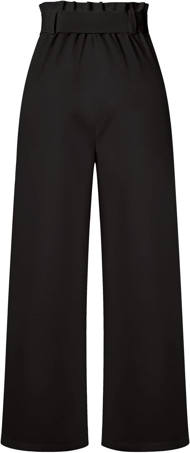 Women's Wide Leg Pants High Elastic Waisted in The Back Business Work Trousers Long Straight Suit