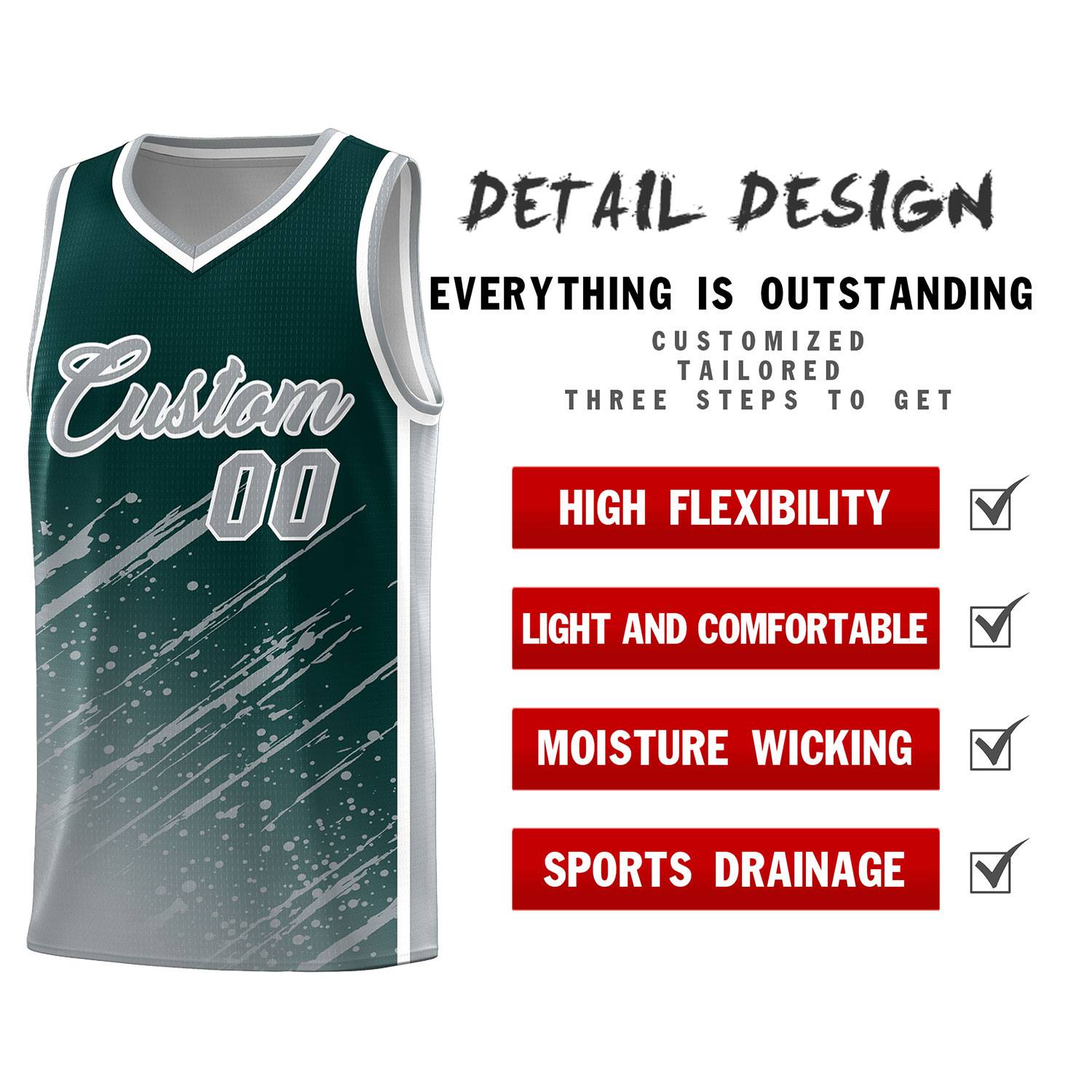 Maßgeschneiderte Splash-Basketballuniformen leicht für die Schule Maßgeschneiderte Splash-Basketballuniformen leicht für die Schule