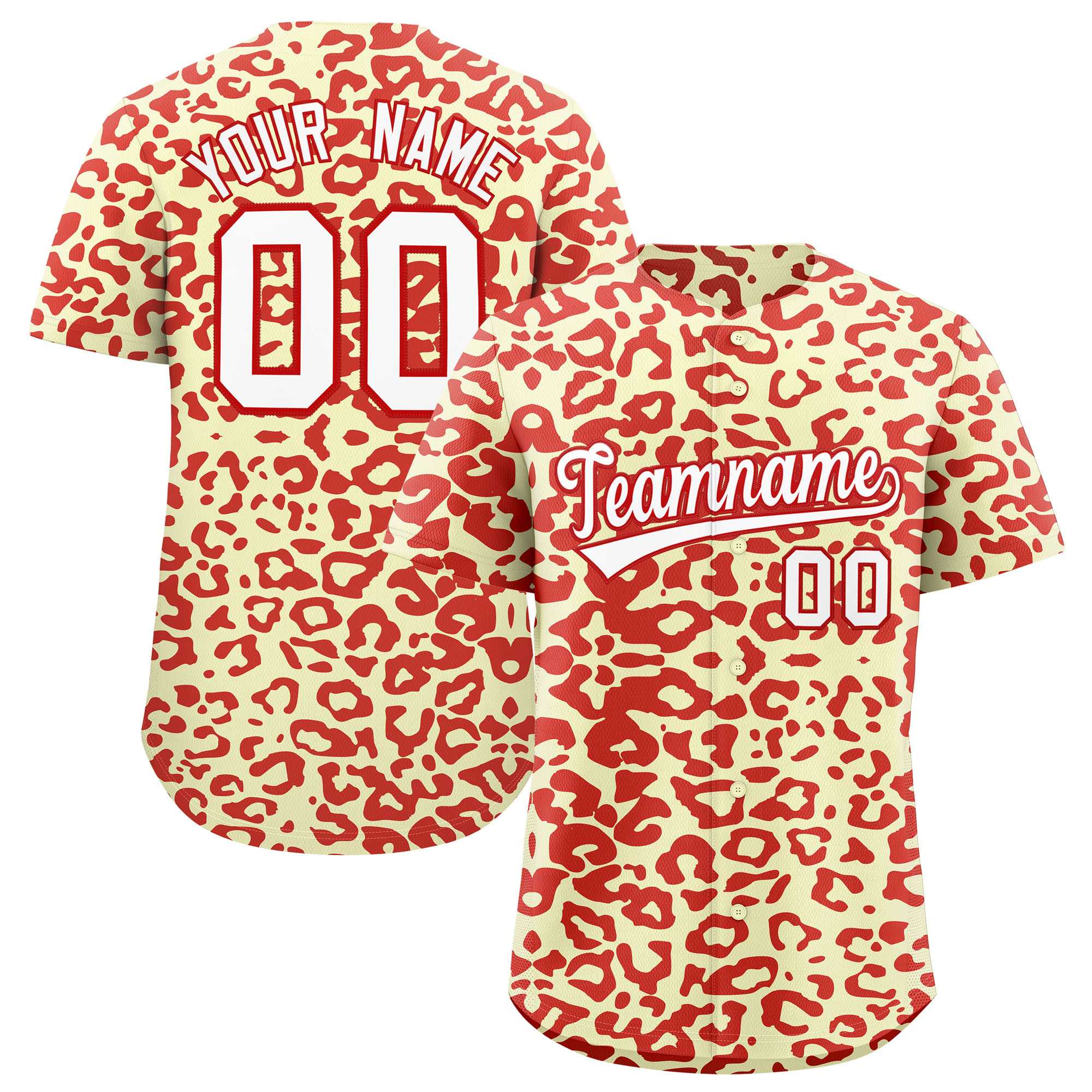 Authentisches Baseball-Trikot mit individuell gestaltetem Leopardenmuster