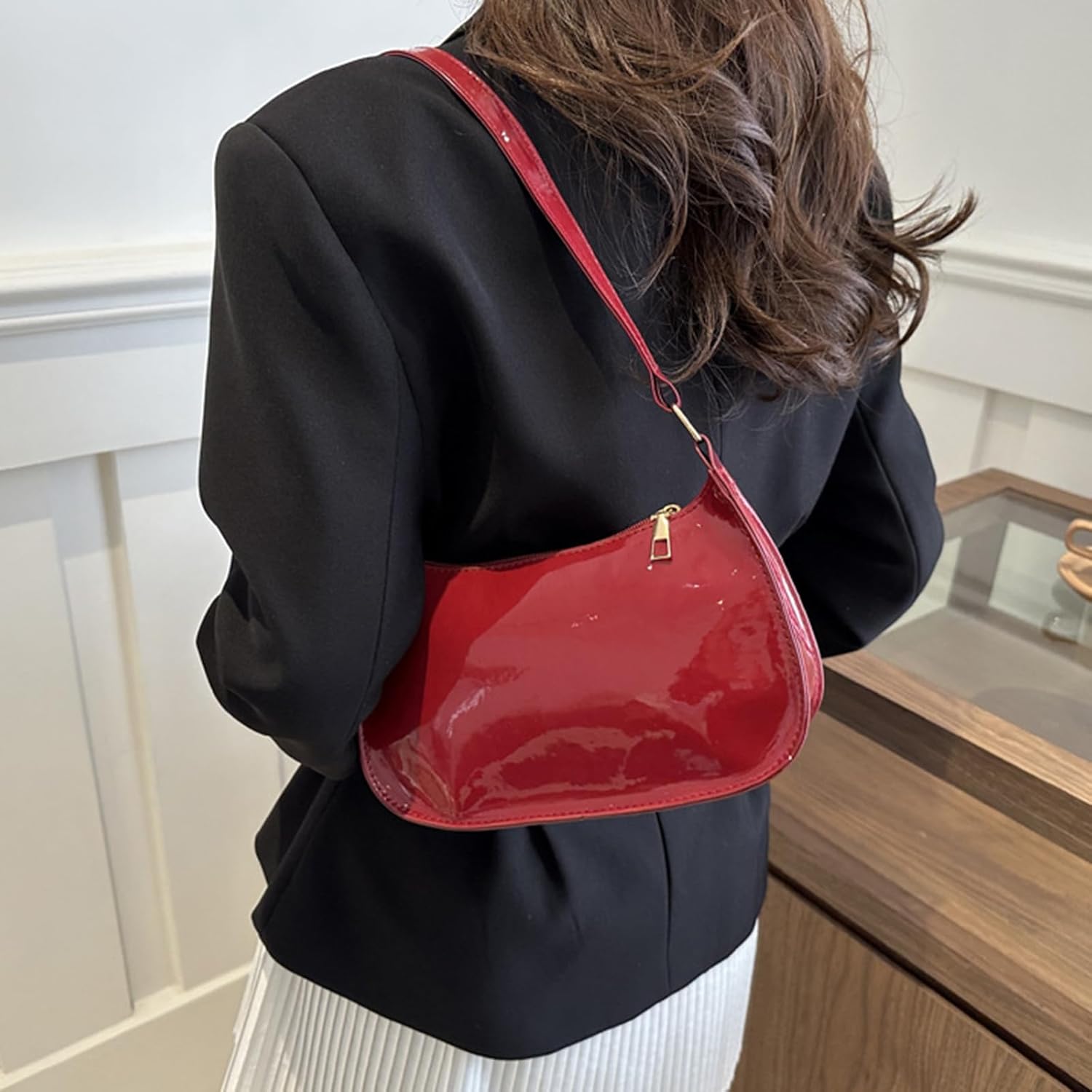Retro PU Leather Shoulder Bag for Women Elegant Underarm Satchel Purse Fashionable Evening Handbag Armpit Women & 39 s Night Out