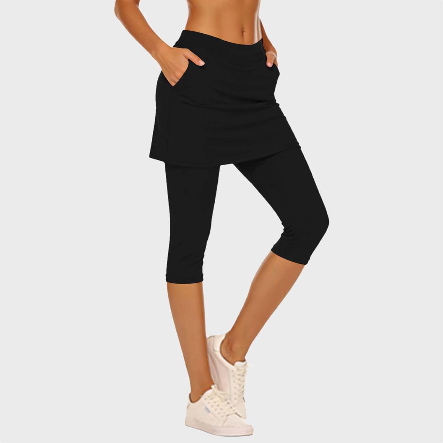 Skirted Leggings for Women with Pockets Stretch Capri Yoga Pants Tennis Golf Skorts Athletic Skirt Active Clothes Skirted Leggings for Women with Pockets Stretch Capri Yoga Pants Tennis Golf Skorts Athletic Skirt Active Clothes