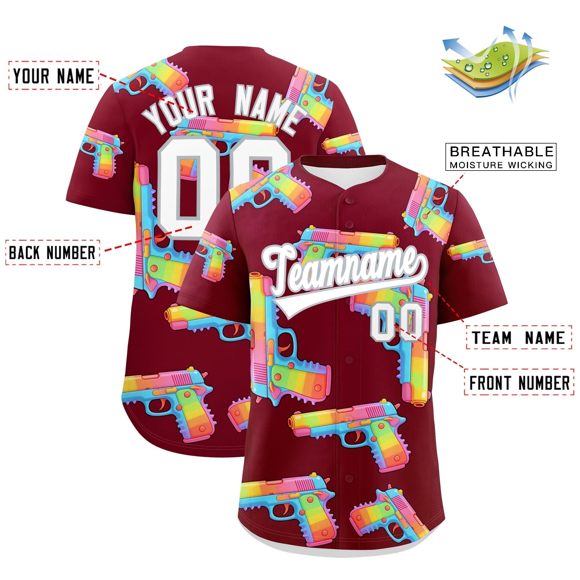 Individuelles, mit Zucker überzogenes, leichtes Baseball-Trikot mit Feuerkraft-Graffiti-Muster