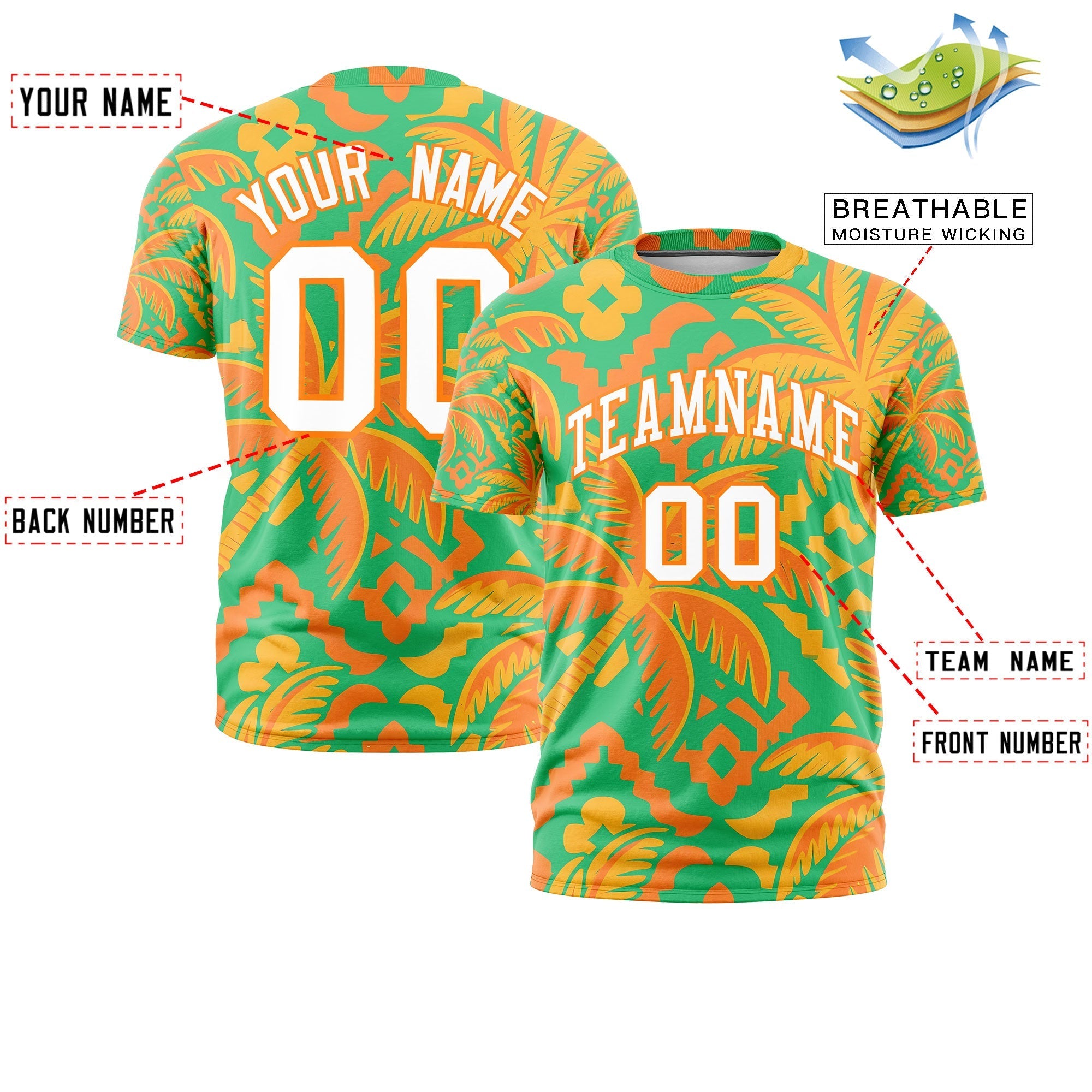 Benutzerdefiniertes T-Shirt im hawaiianischen Stil mit Graffiti-Muster