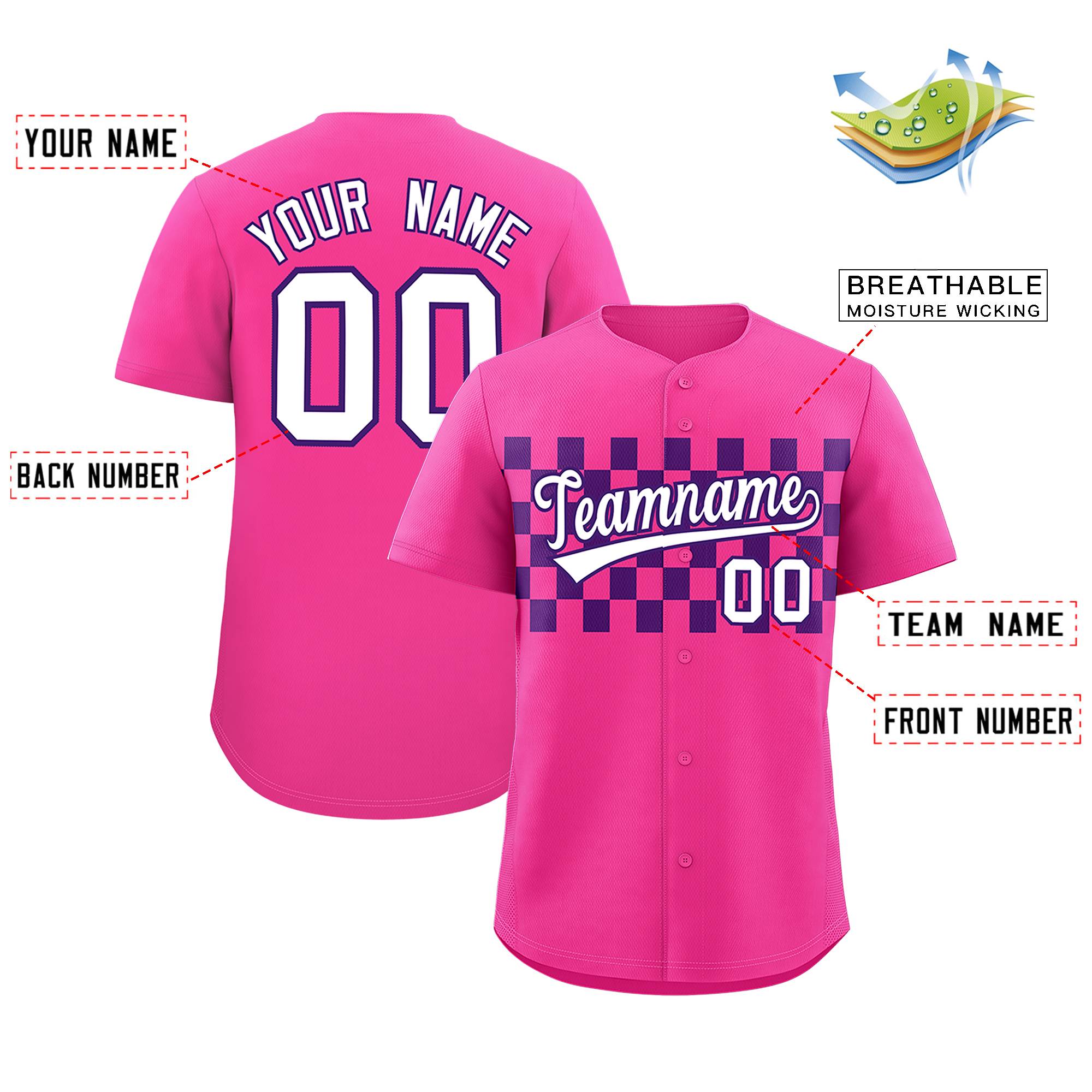 Individuell personalisiertes authentisches Baseball-Trikot mit kariertem Modedesign Individuell personalisiertes authentisches Baseball-Trikot mit kariertem Modedesign
