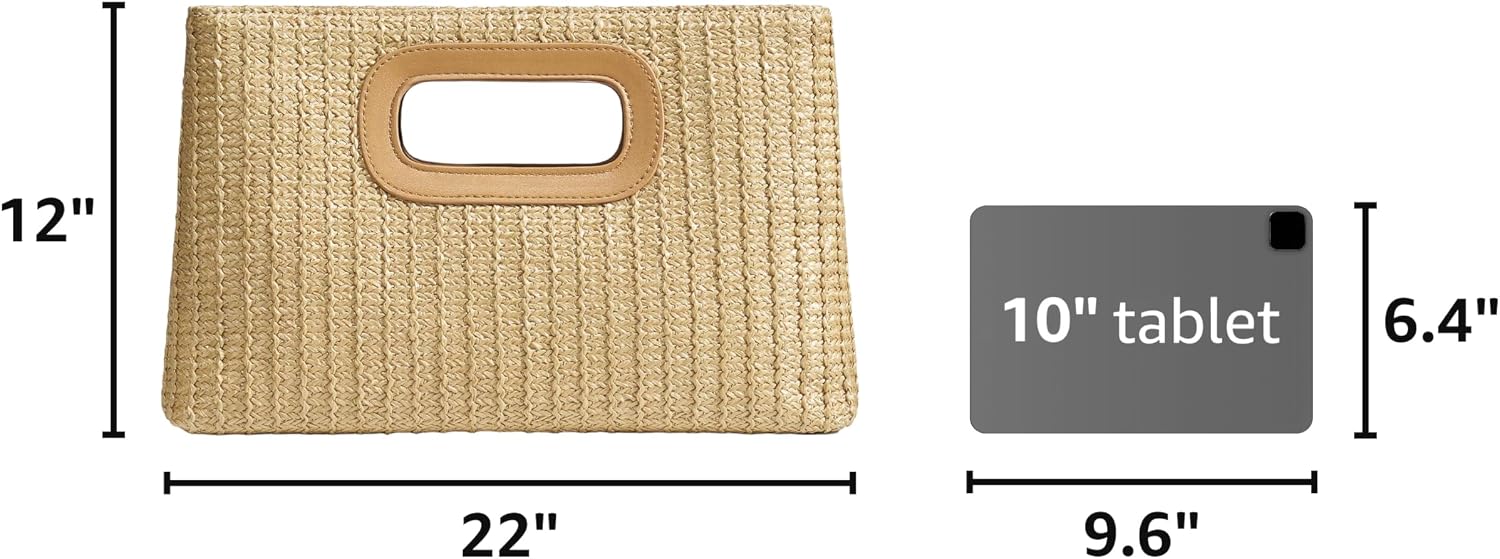Women's Oversized Straw Clutch Woven Beach Bag with Chain Women's Oversized Straw Clutch Woven Beach Bag with Chain