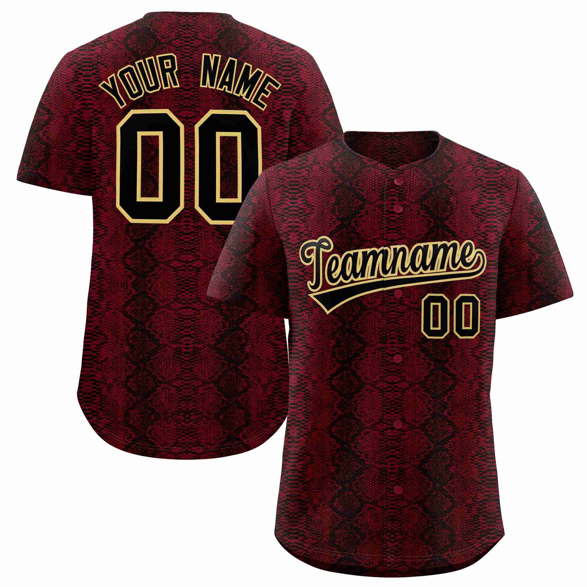 Benutzerdefiniertes authentisches Baseball-Trikot mit mehrfarbigem Schlangenledermuster