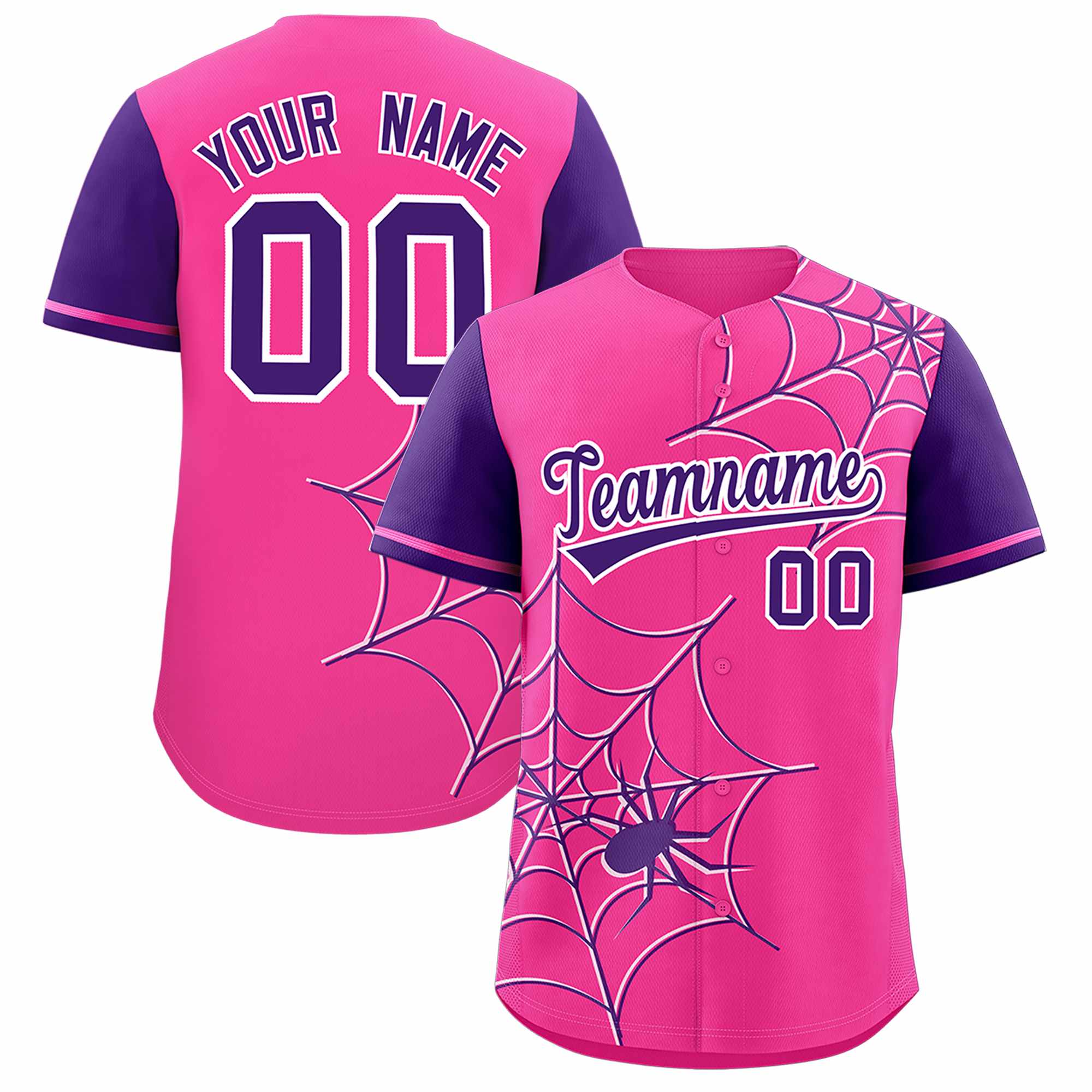 Benutzerdefiniertes Spinnennetz-Muster, Raglanärmel, authentisches Baseball-Trikot