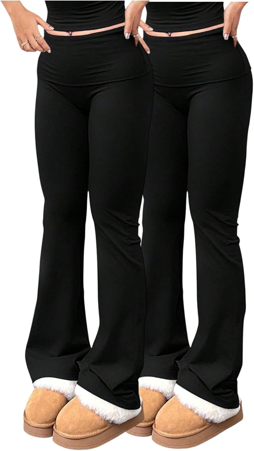 3 Piece Women's Flare Leggings High Waisted Tummy Control Yoga Pants Bootcut Wide Leg Workout