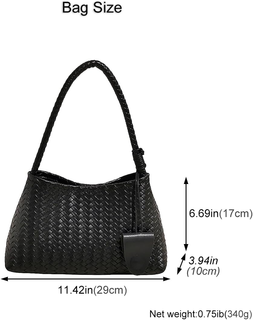 Women's Woven Faux Leather Hobo Tote Bag Black Women's Woven Faux Leather Hobo Tote Bag Black