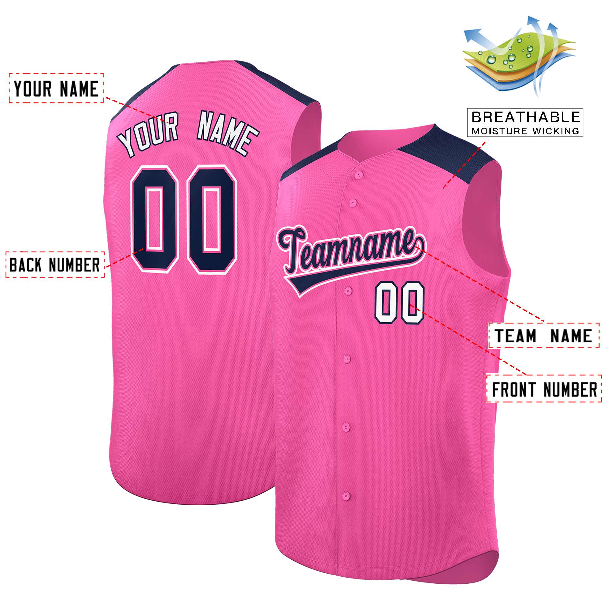 Benutzerdefinierte personalisierte klassische authentische ärmellose Baseball-Trikot