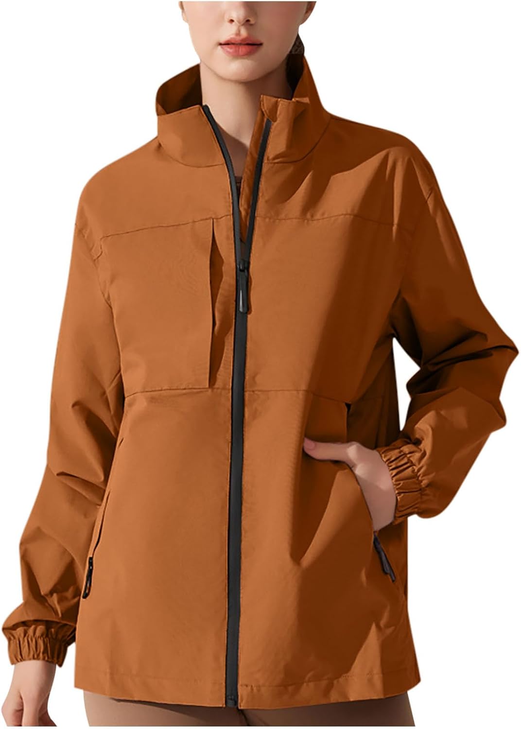 Plus Size Jackets for Women Trendy Long Sleeve Outerwear Hiking Windproof Jacket Windbreaker