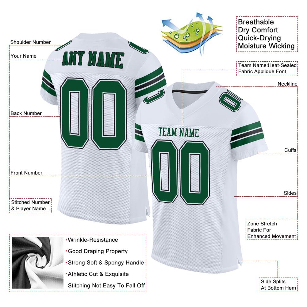 Custom Gotham Green-Black Classic Style Mesh Authentic Football Jersey