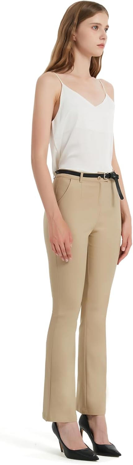 Womens Flare Dress Pants High Waisted Straight Leg Petite Work Office Slacks Professional for Women