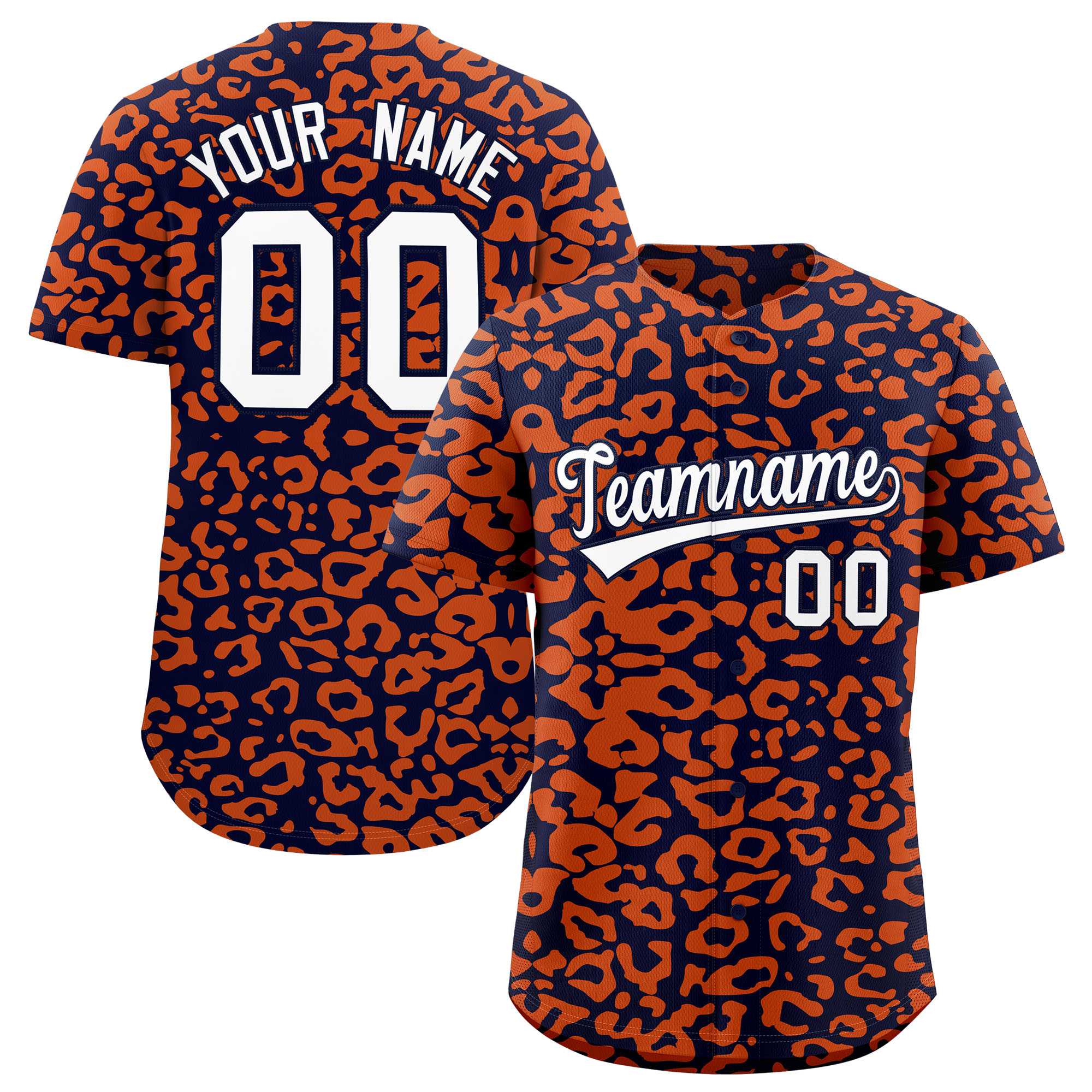 Authentisches Baseball-Trikot mit individuell gestaltetem Leopardenmuster